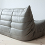 Togo Lounge Set 2 pz. Pelle Madras Grigio cenere 5