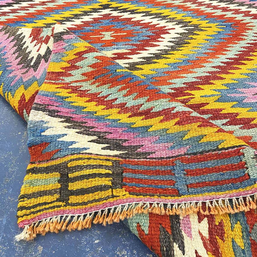 Vintage Anatolian Kilim Handgewebt Wolle 1970er Jahre 1