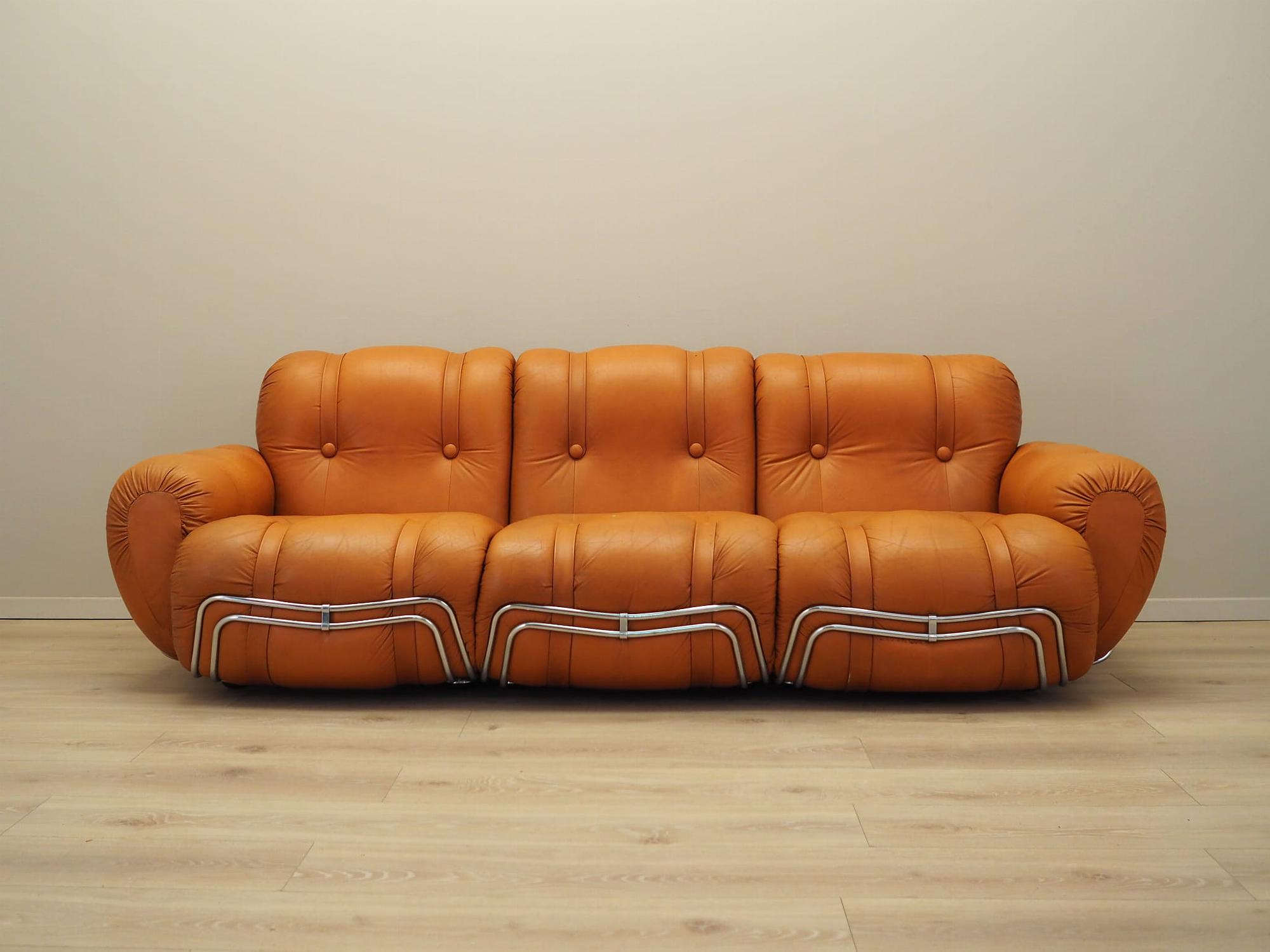 Divano Space Age a 3 posti arancione anni '60 3