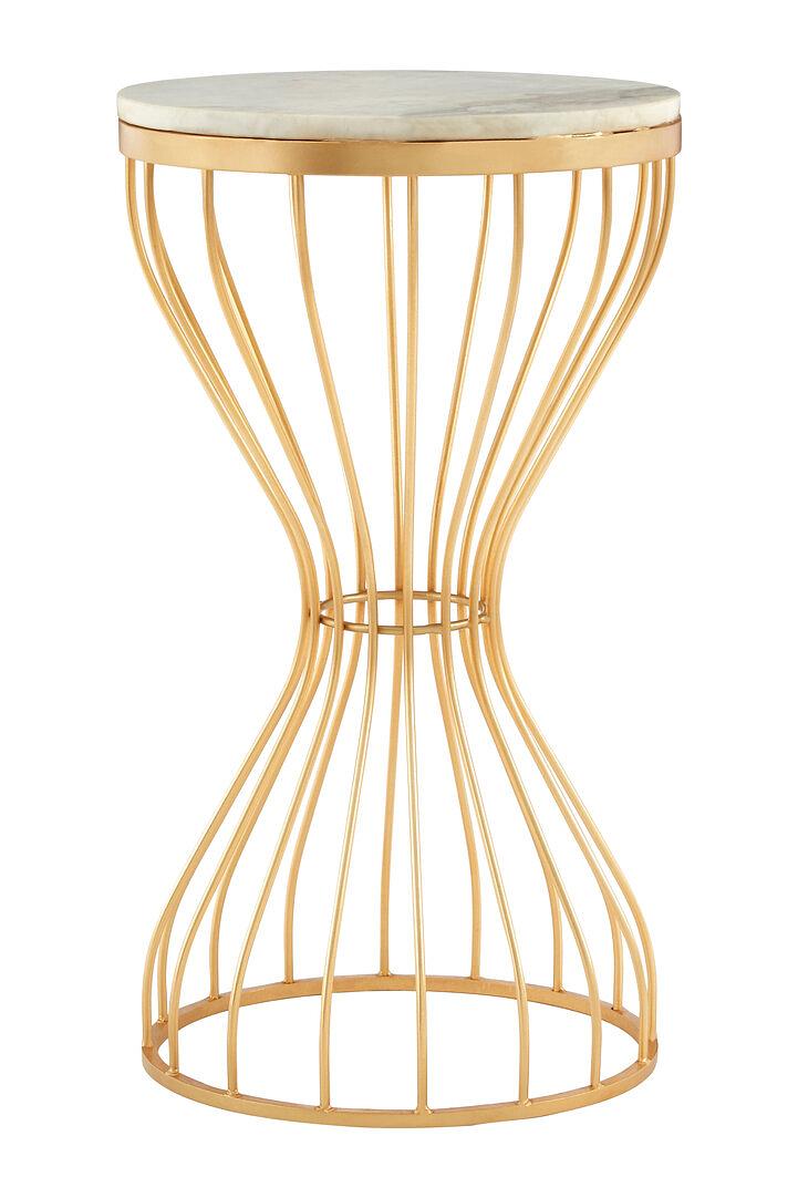 Templar Beistelltisch Marmor Weiß Gold 0