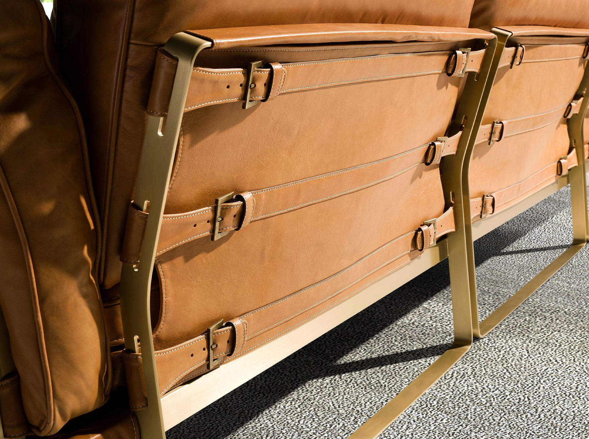 Sofa mit Récamiere rechts aus camel-farbenem Leder 6232 4