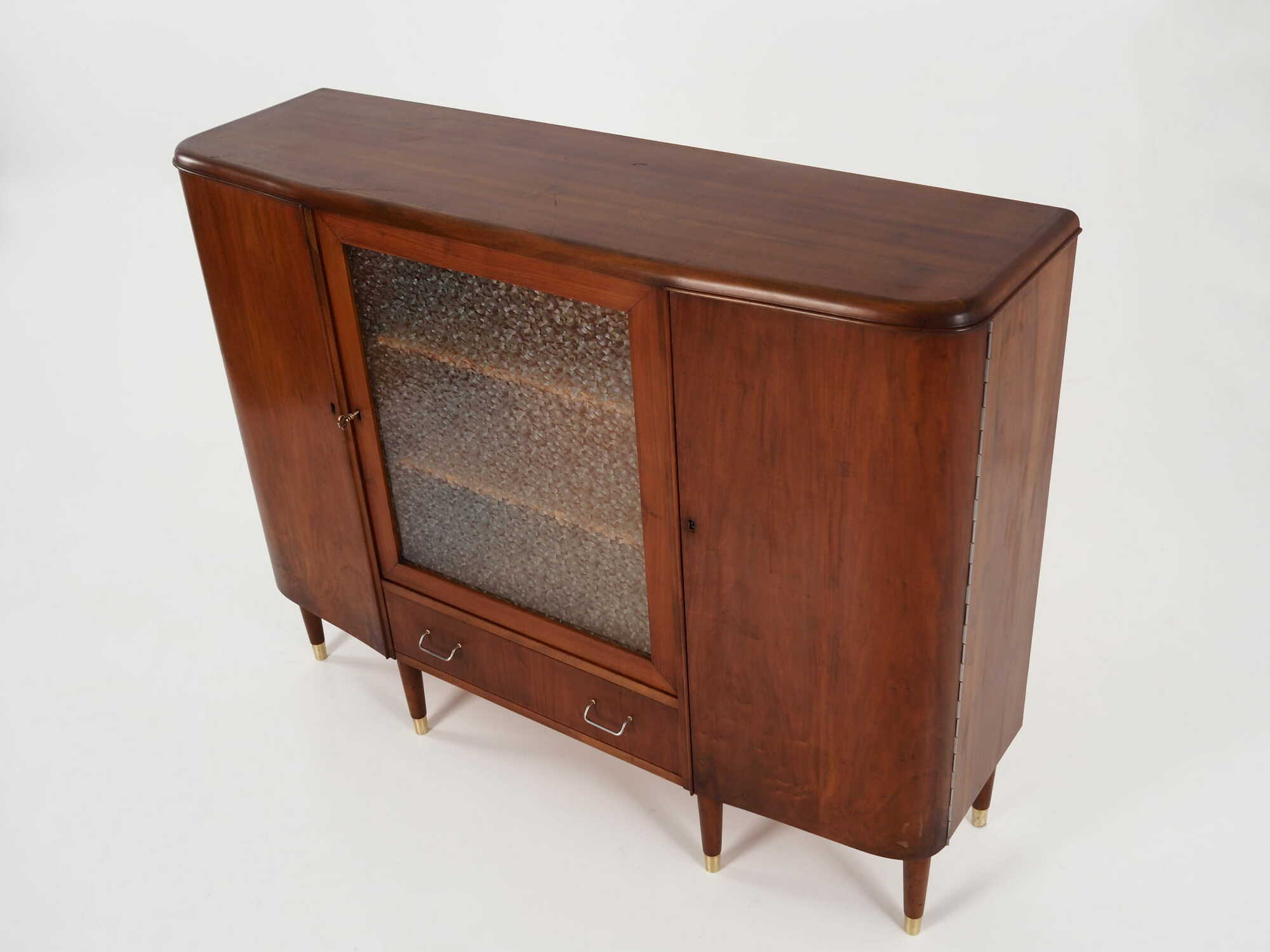 Highboard Walnussholz Braun 1960er Jahre 6