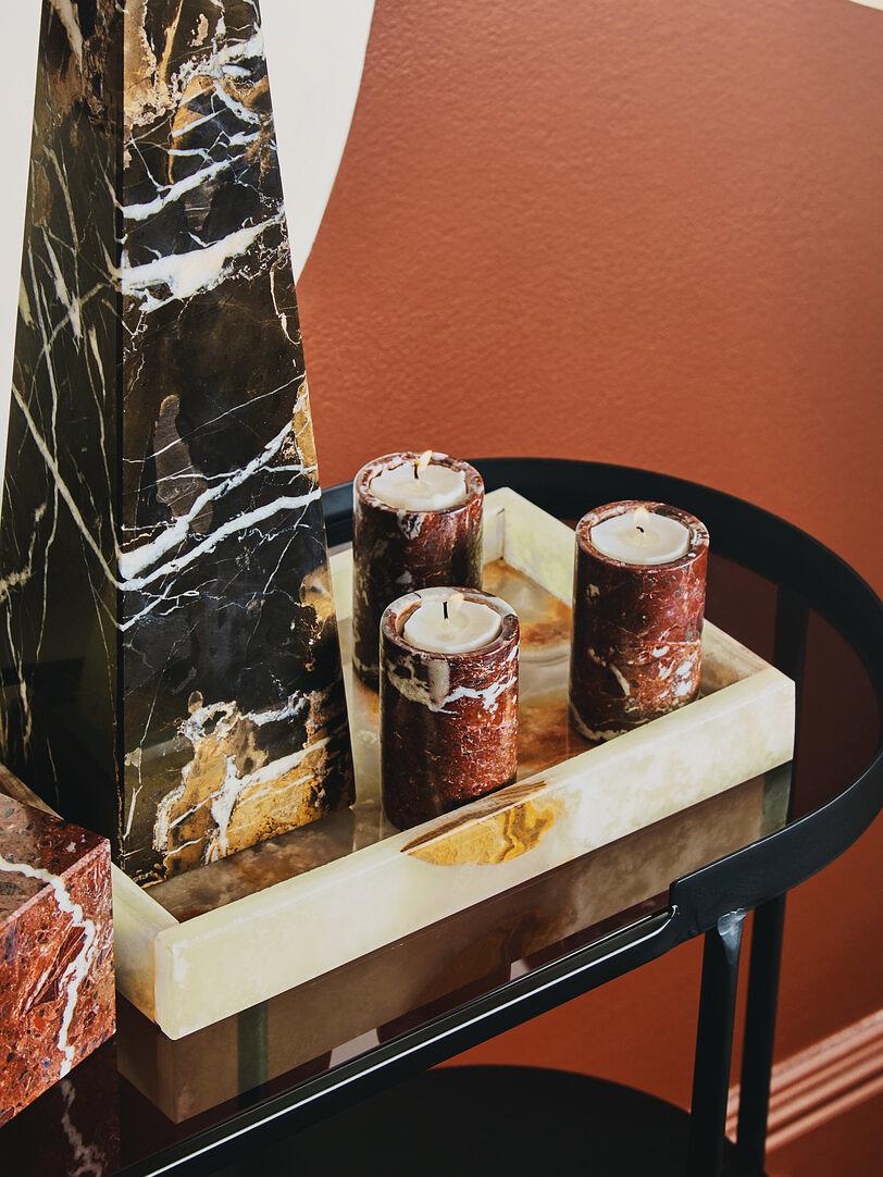 3x Salmo Tealight Holder Marble Red 5