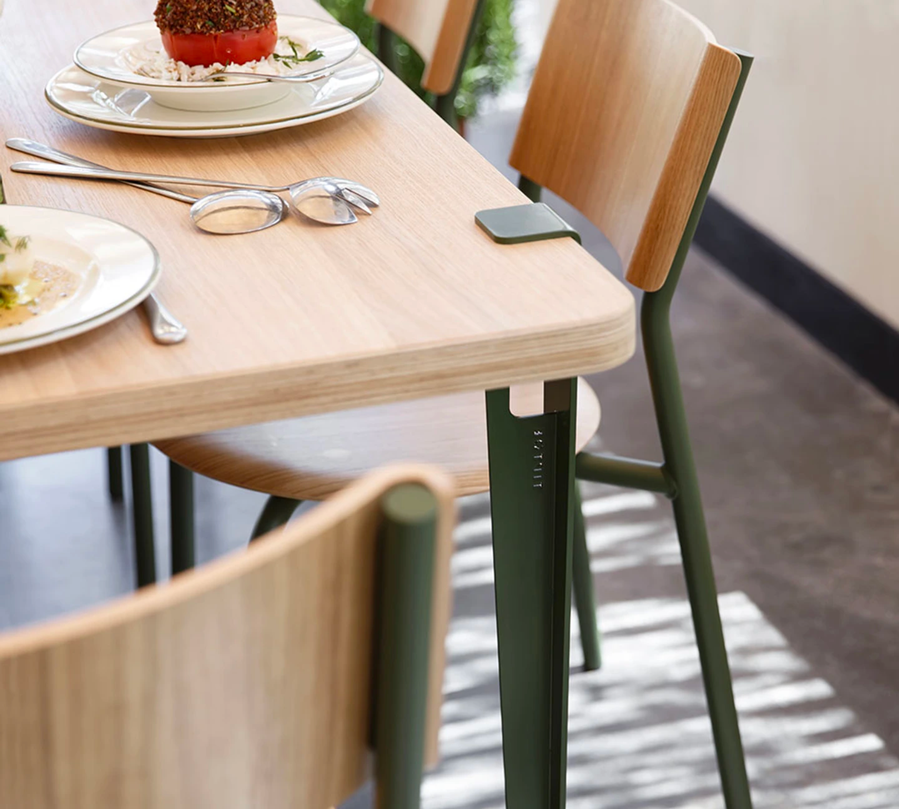 4x Tischbein Stahl Grün 2