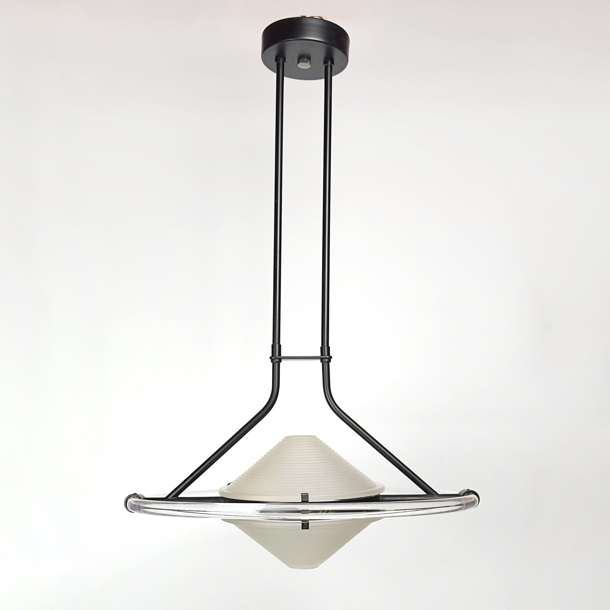 Deckenlampe Milchglas Plexiglas 1980er Jahre 6