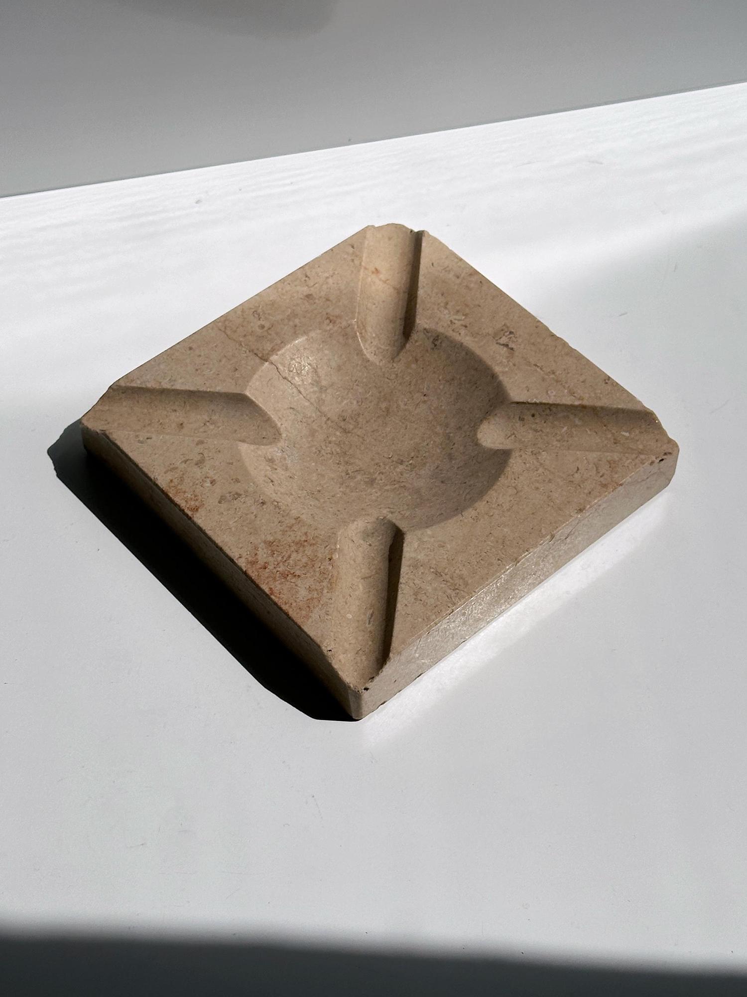 Vintage ashtray travertine beige 1970s 1