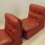 Modular Sofa Leather Brown 1960s 4