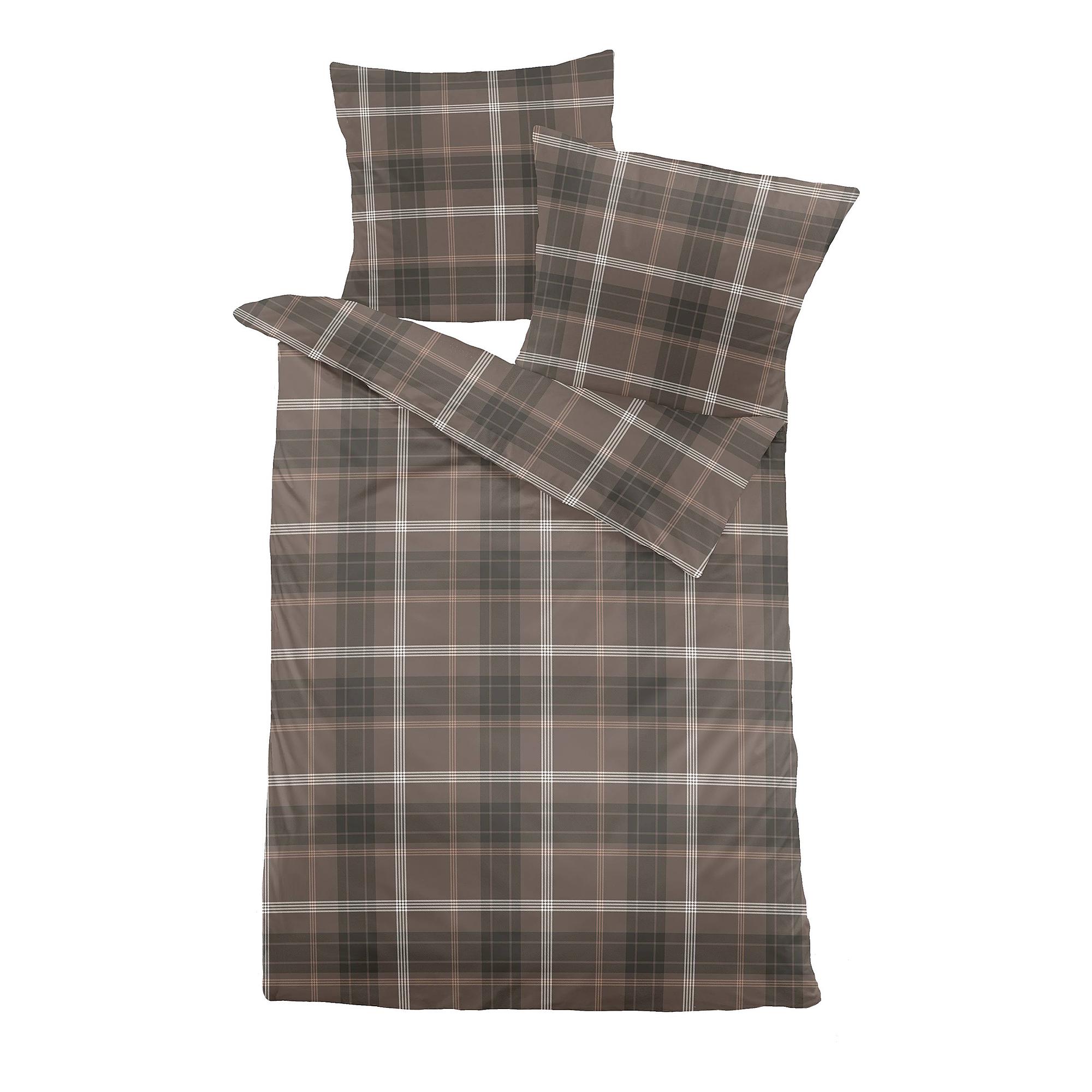 Pucto Bettwäsche Edelbiber Braun 135x200cm Kissen 80x80cm 1