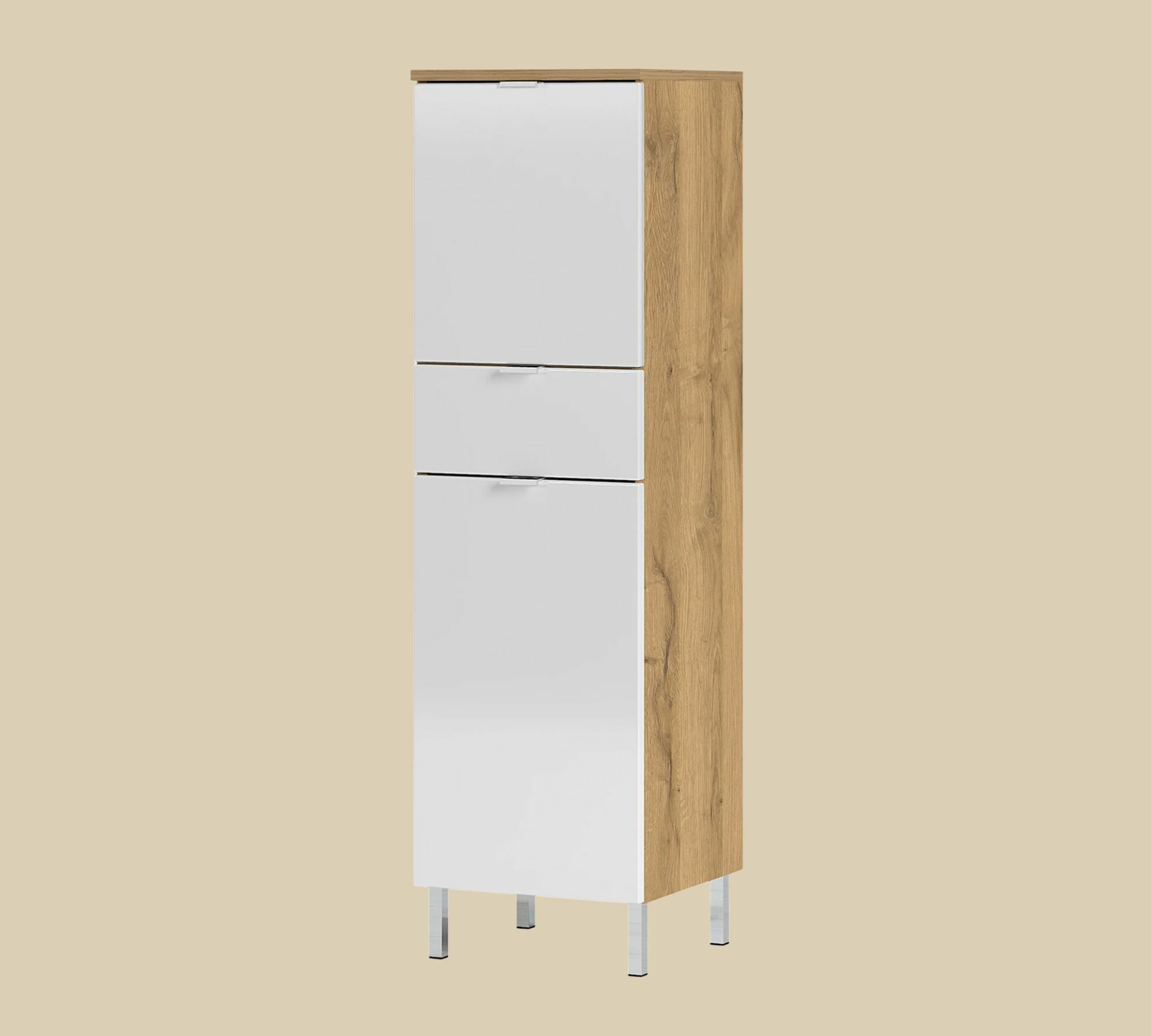 Midischrank Eichendekor Weiß 1