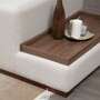 Modern sofa chaise lounge left cream with table 1