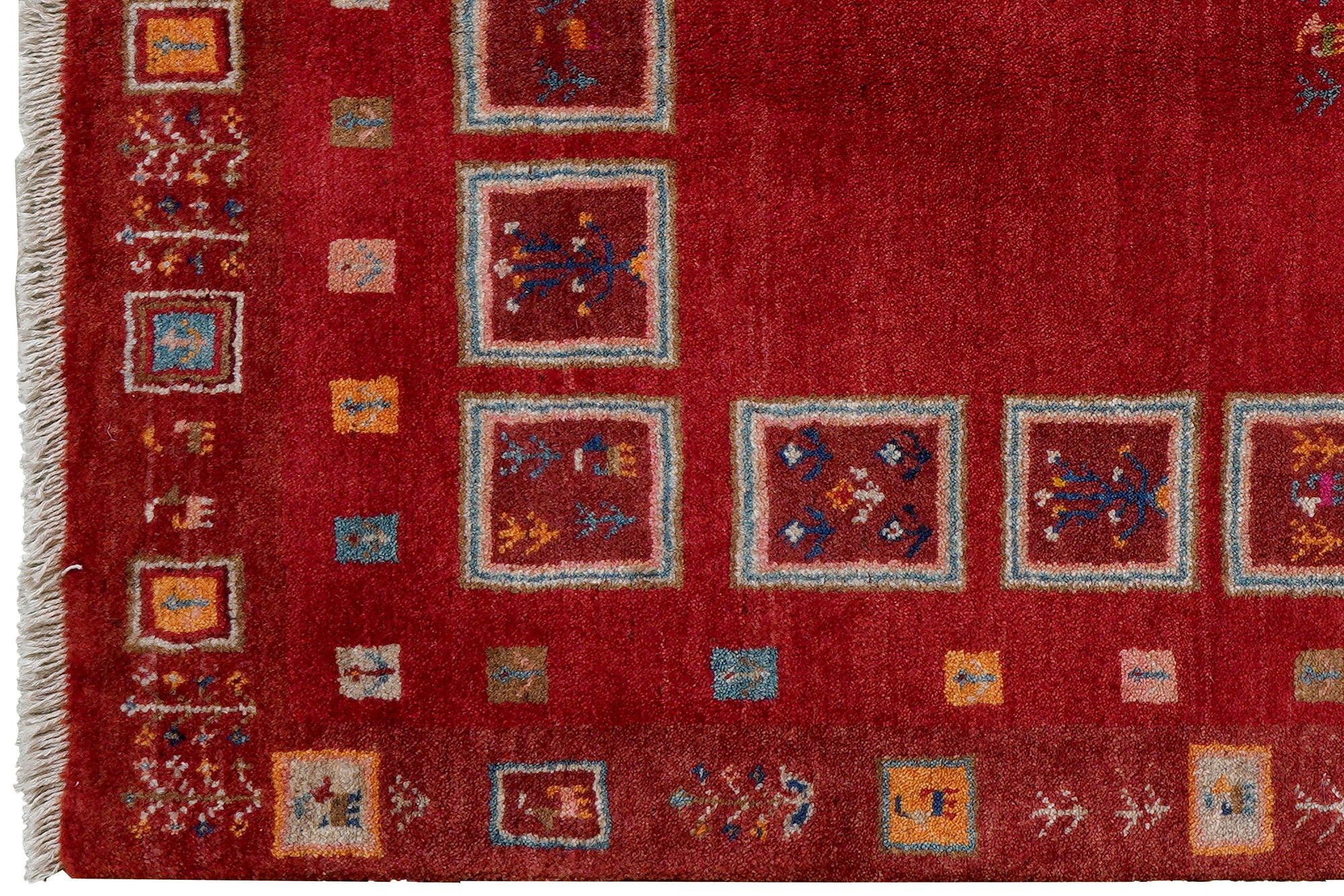 Rizbaf Gabbeh-Teppich Wolle Rot 1