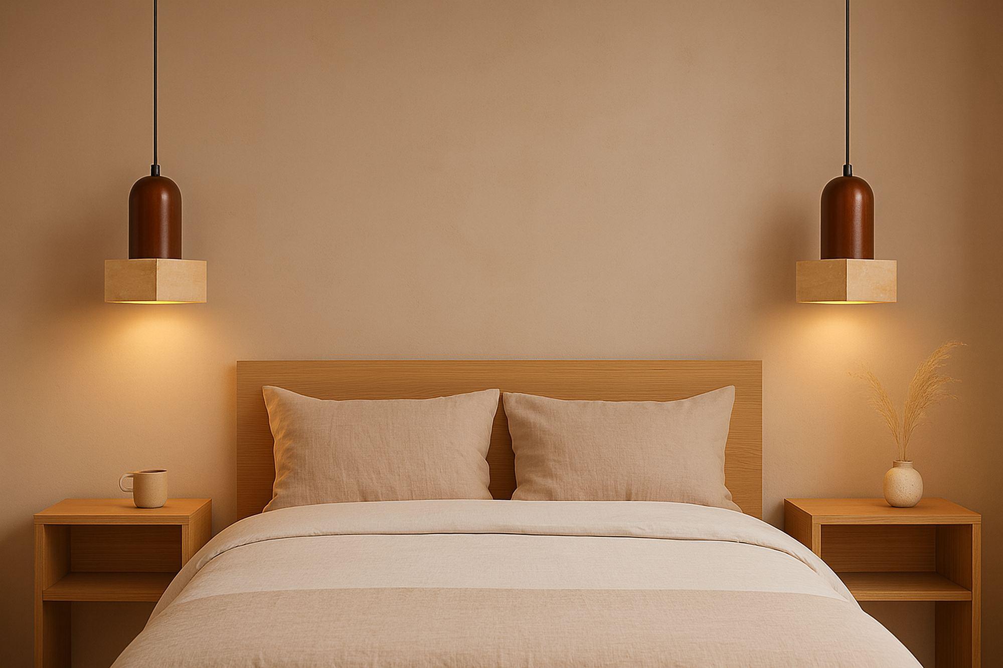 Suala Lampada a sospensione Legno di noce Travertino Marrone 1