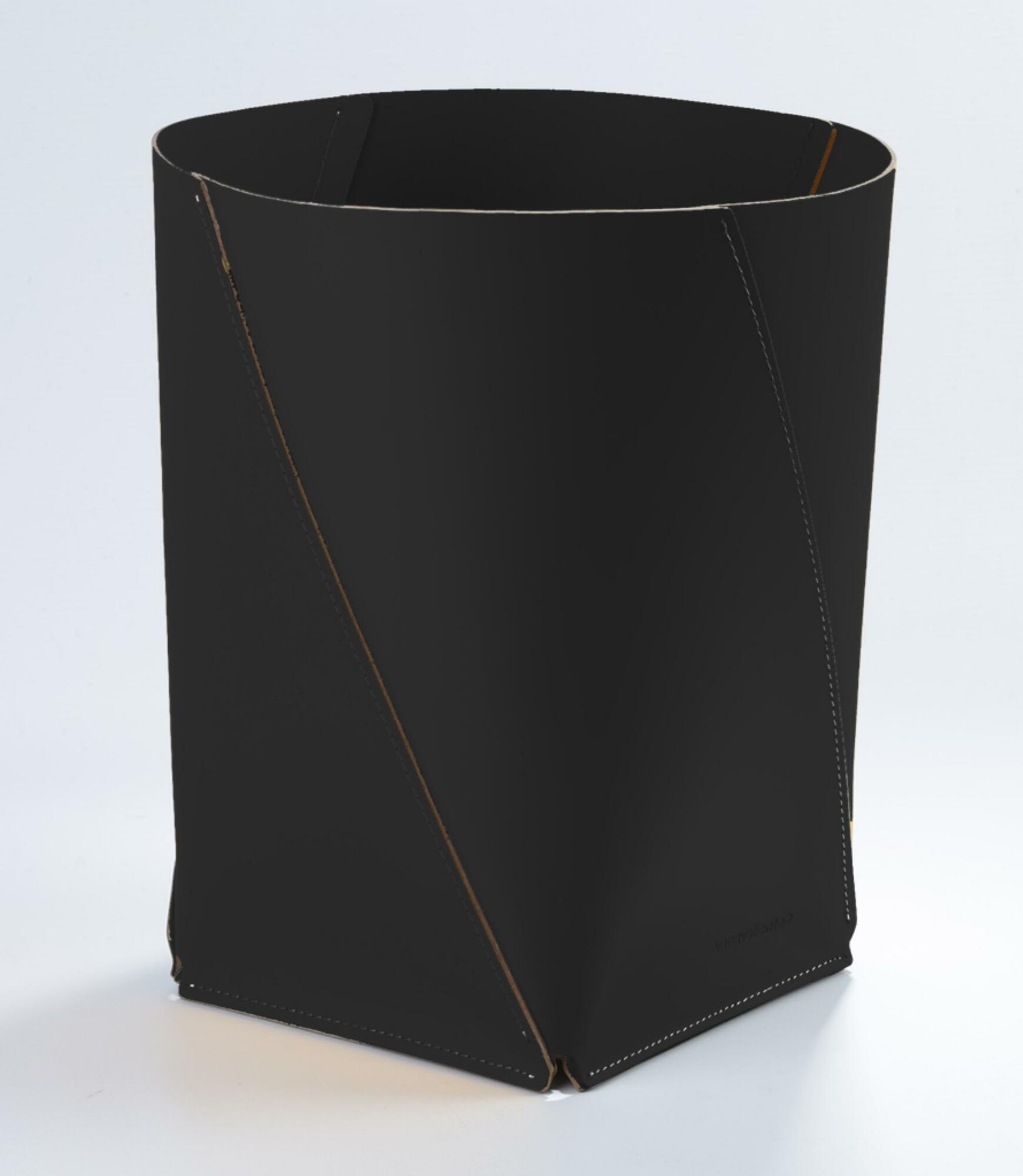 Papierkorb XL 100% Recyceltes Leder Schwarz 1