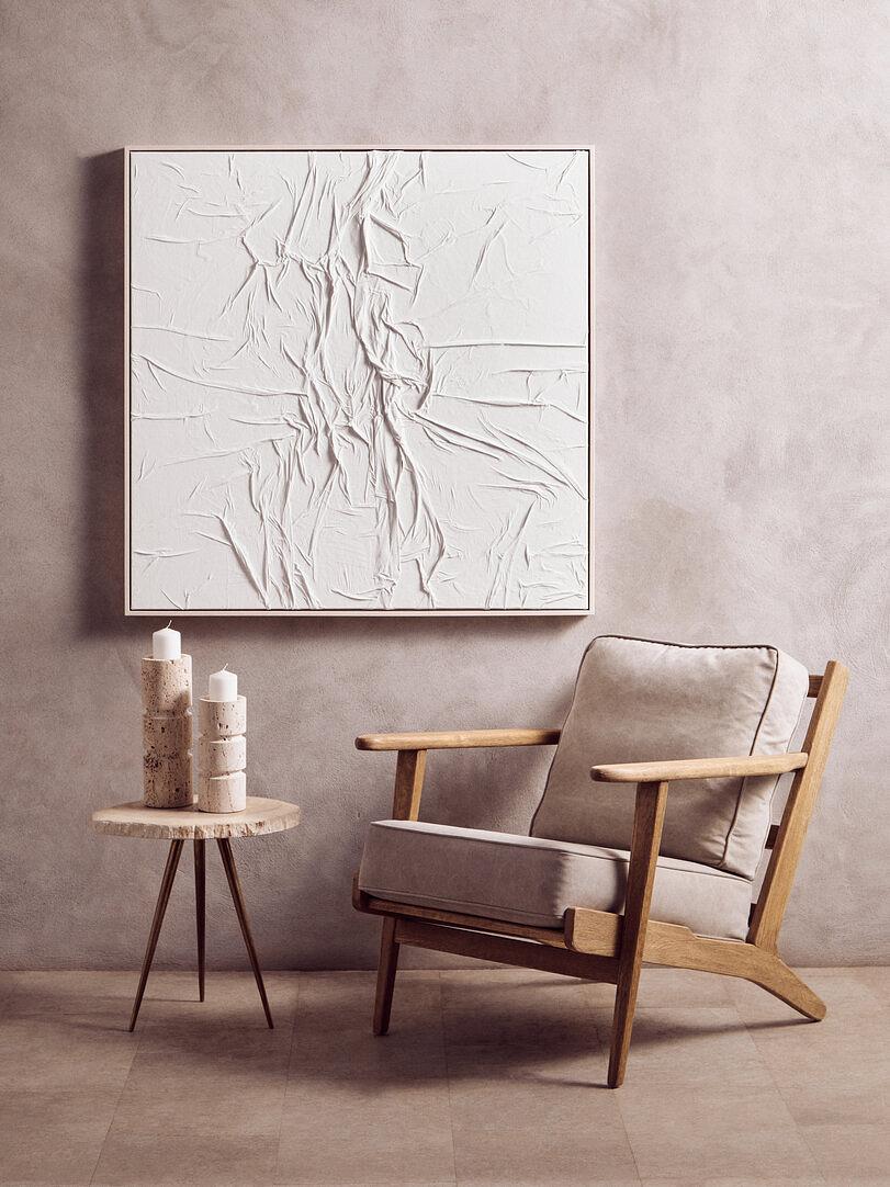 Tibor Large Candlestick Travertine White 3