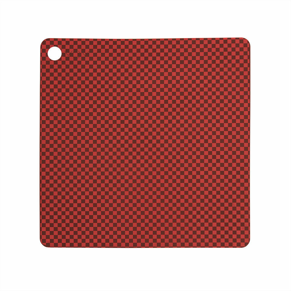2x Checker Tischset Silikon Rot 0