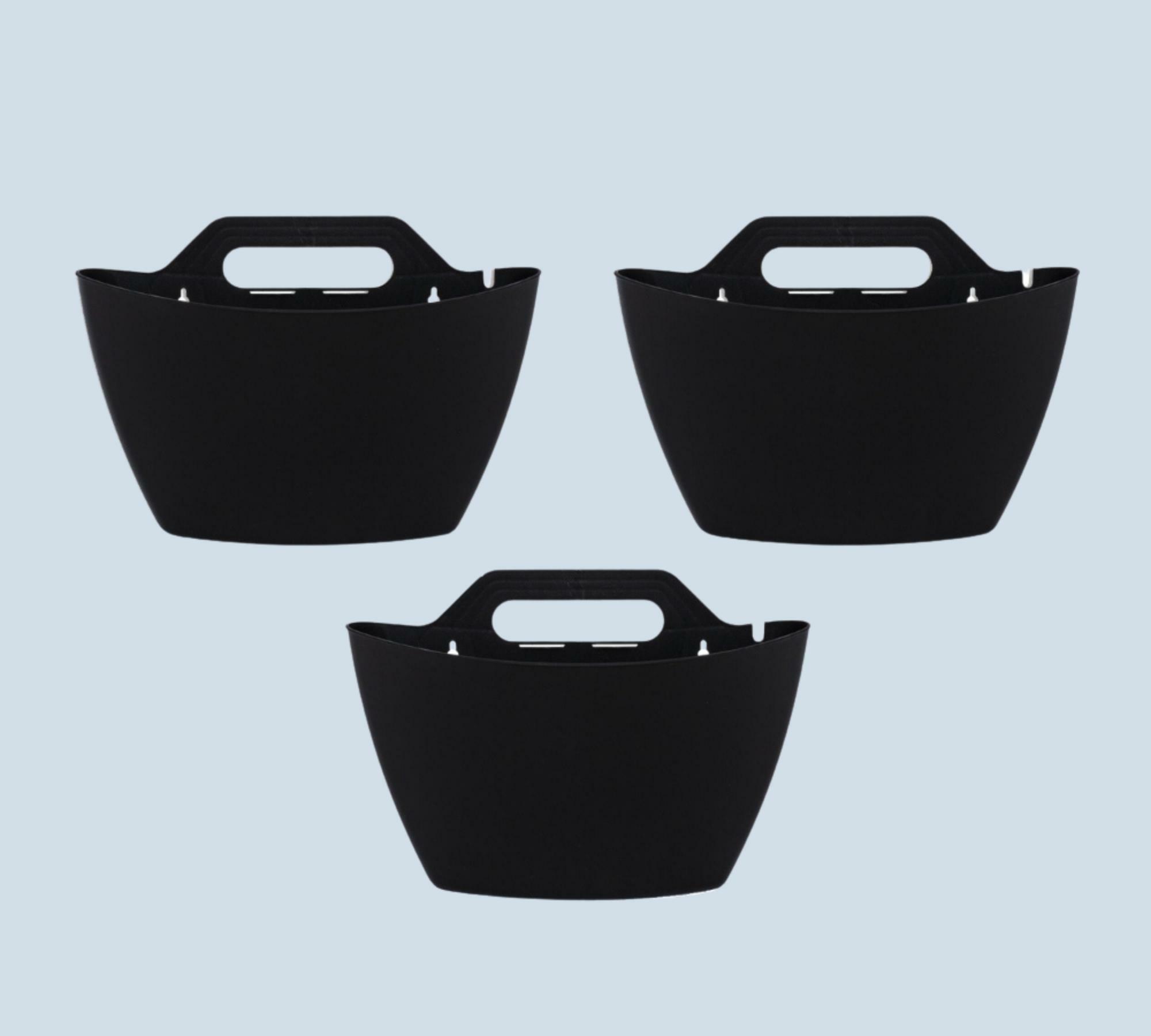 3x Wall Flower Pot Black 1