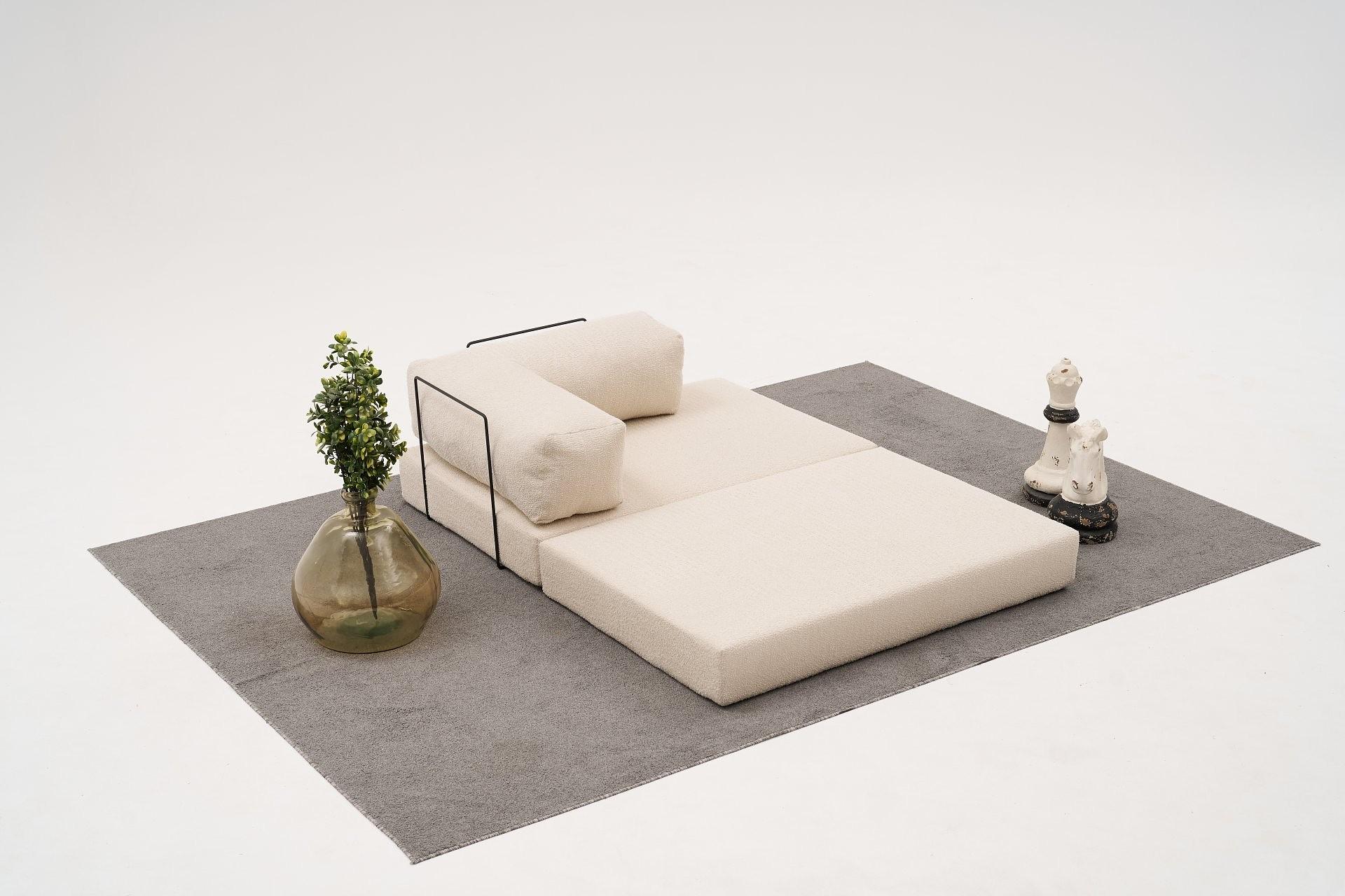 Comfort Schlafsofa Récamiere Rechts Creme 7