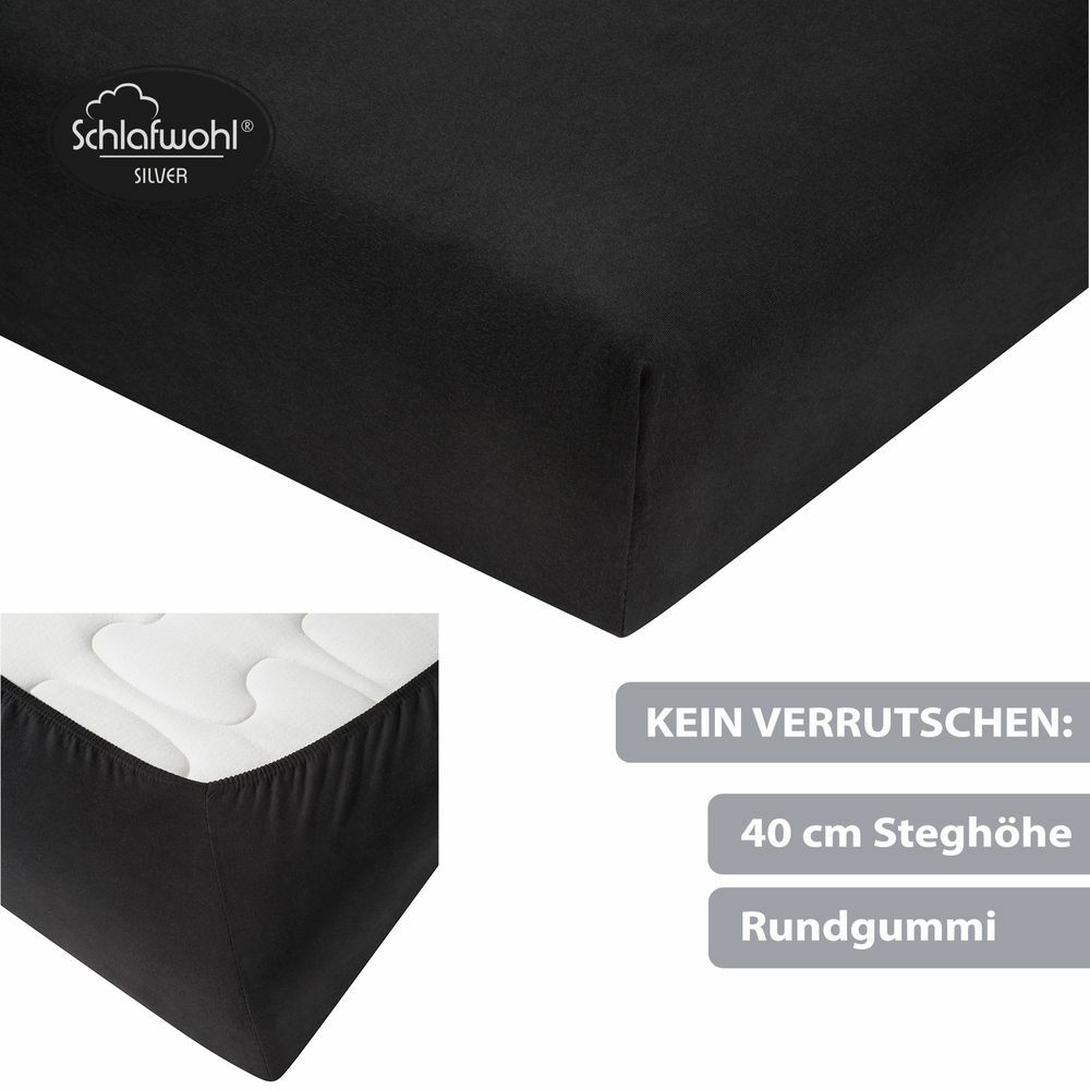 Spannleintuch für Boxspringbett aus Baumwolle Schwarz 1