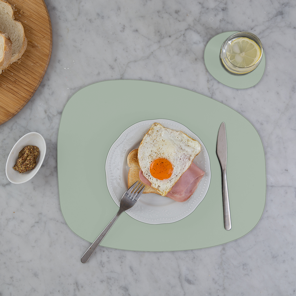 Stone Placemat 100% Recycled Leather Mint 3