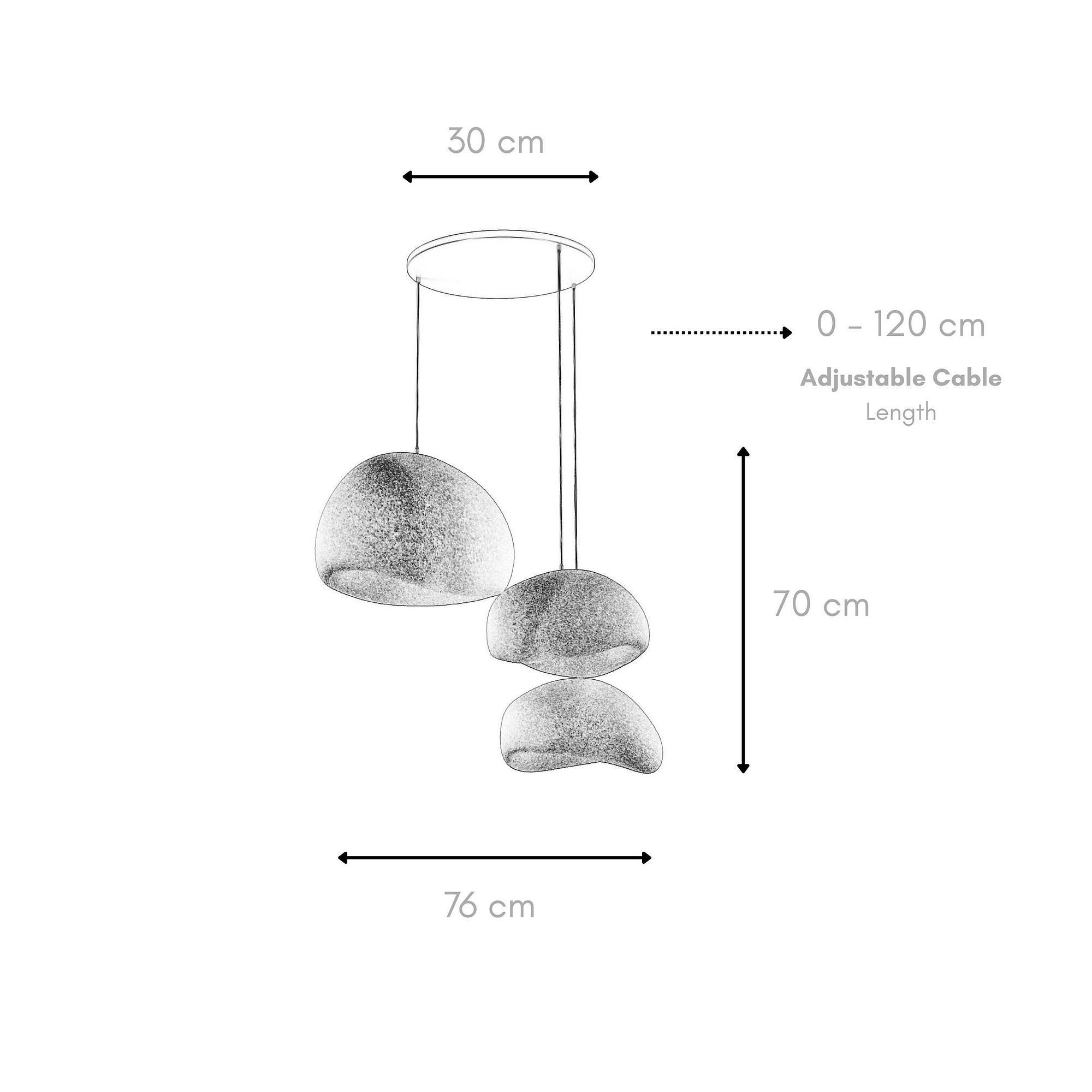 3-Flammig Wabi Sabi Stillforms Pendelleuchte Beton Grau 7