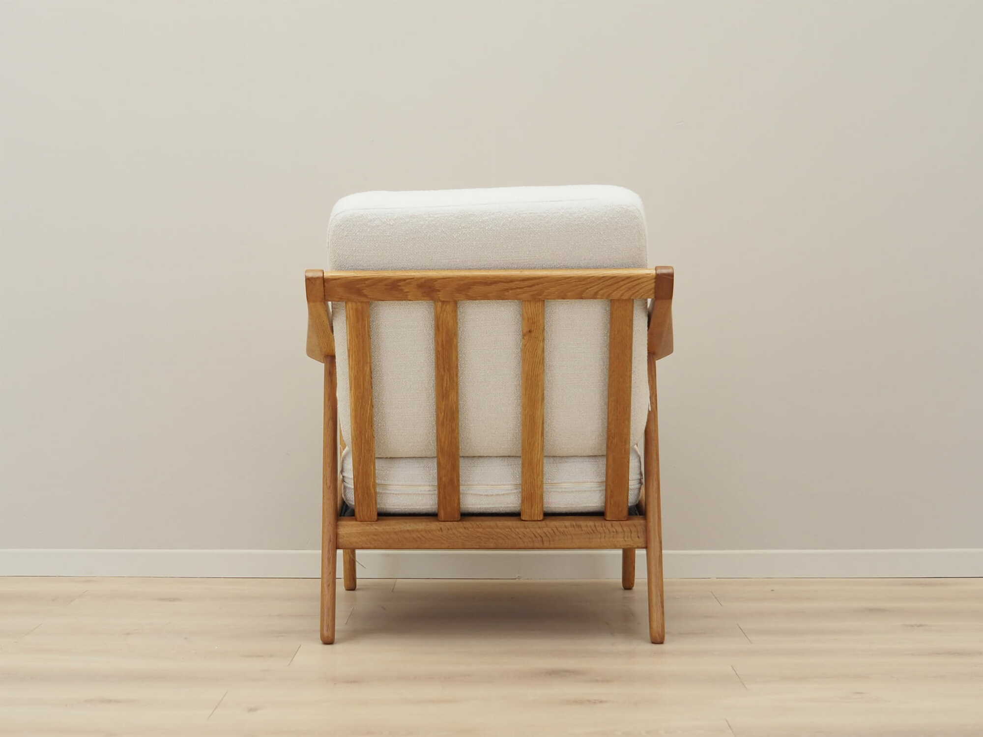 Vintage armchair oak wood textile cream 1960s 4