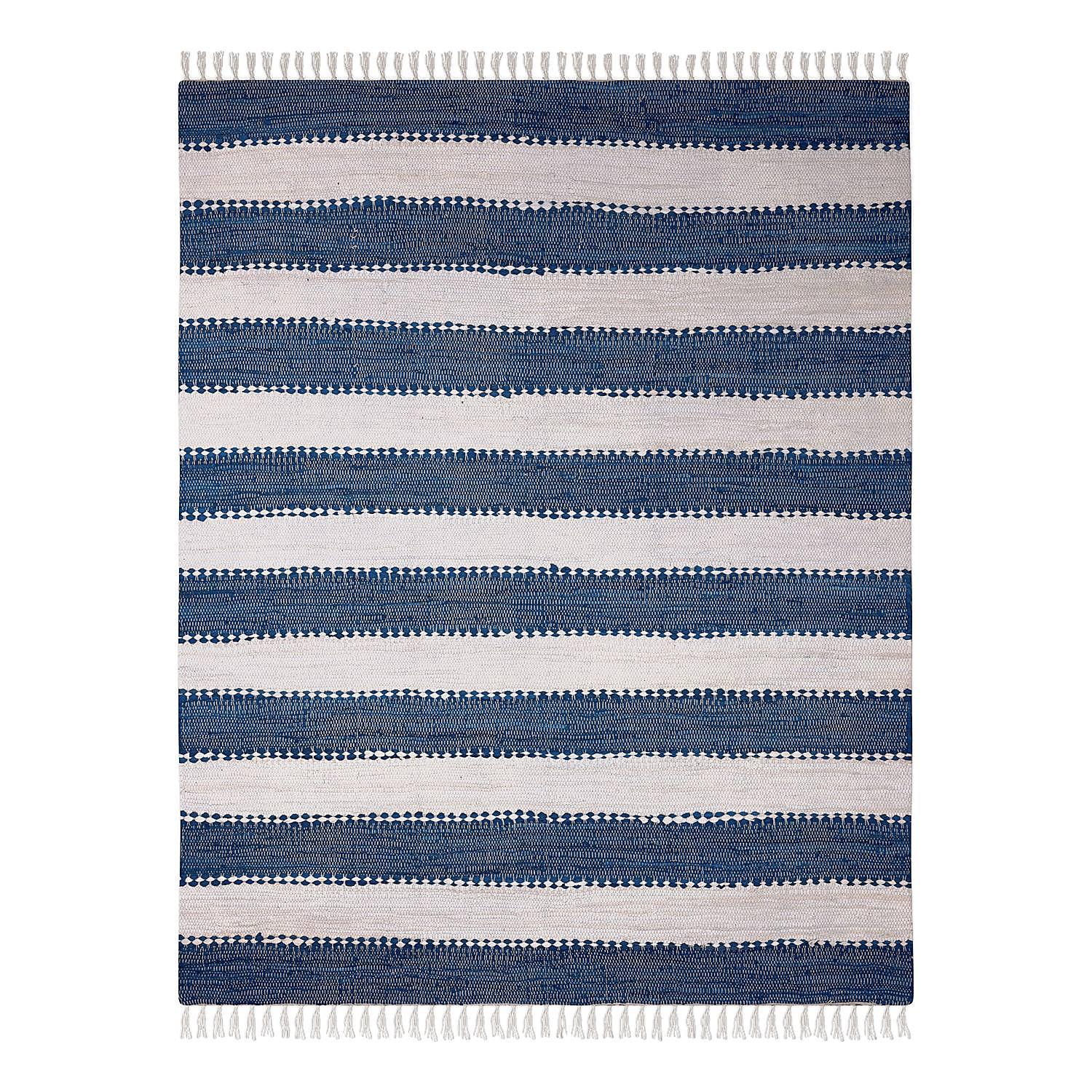 Kurzflorteppich Maher Baumwolle Blau 1