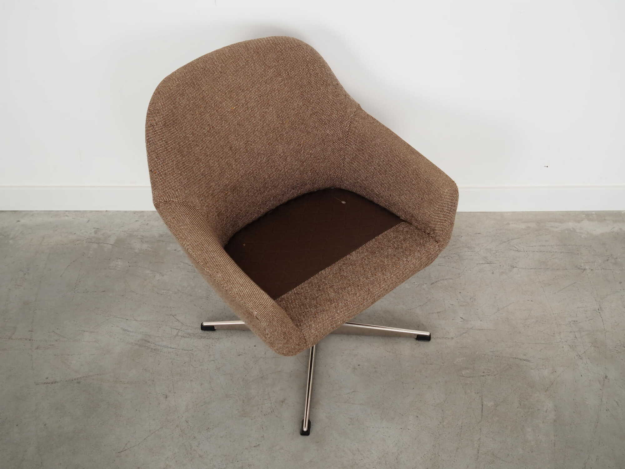 Vintage chair metal textile brown 1970s 8