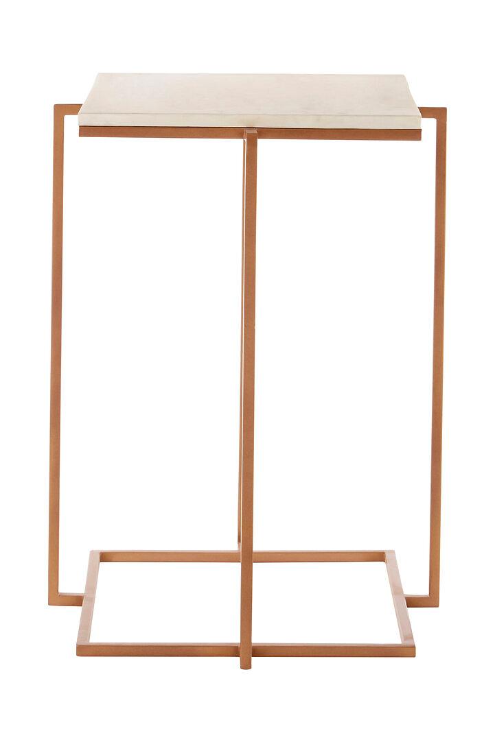 Shalimar Side Table Metal Stone Gold White 0