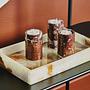 Salmo Set aus 3 Marmor-Teelichthaltern Rot 3