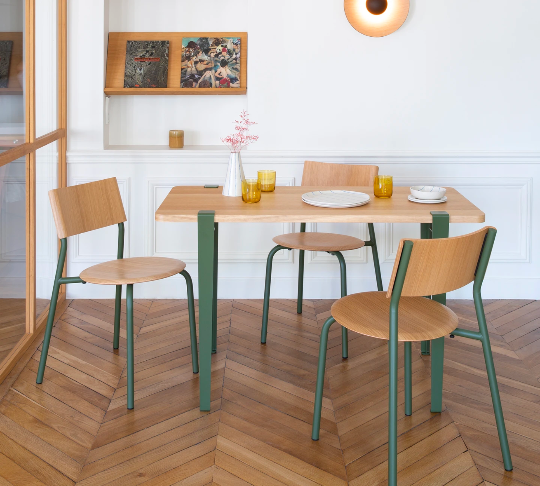 4x Tischbein Stahl Grün 3