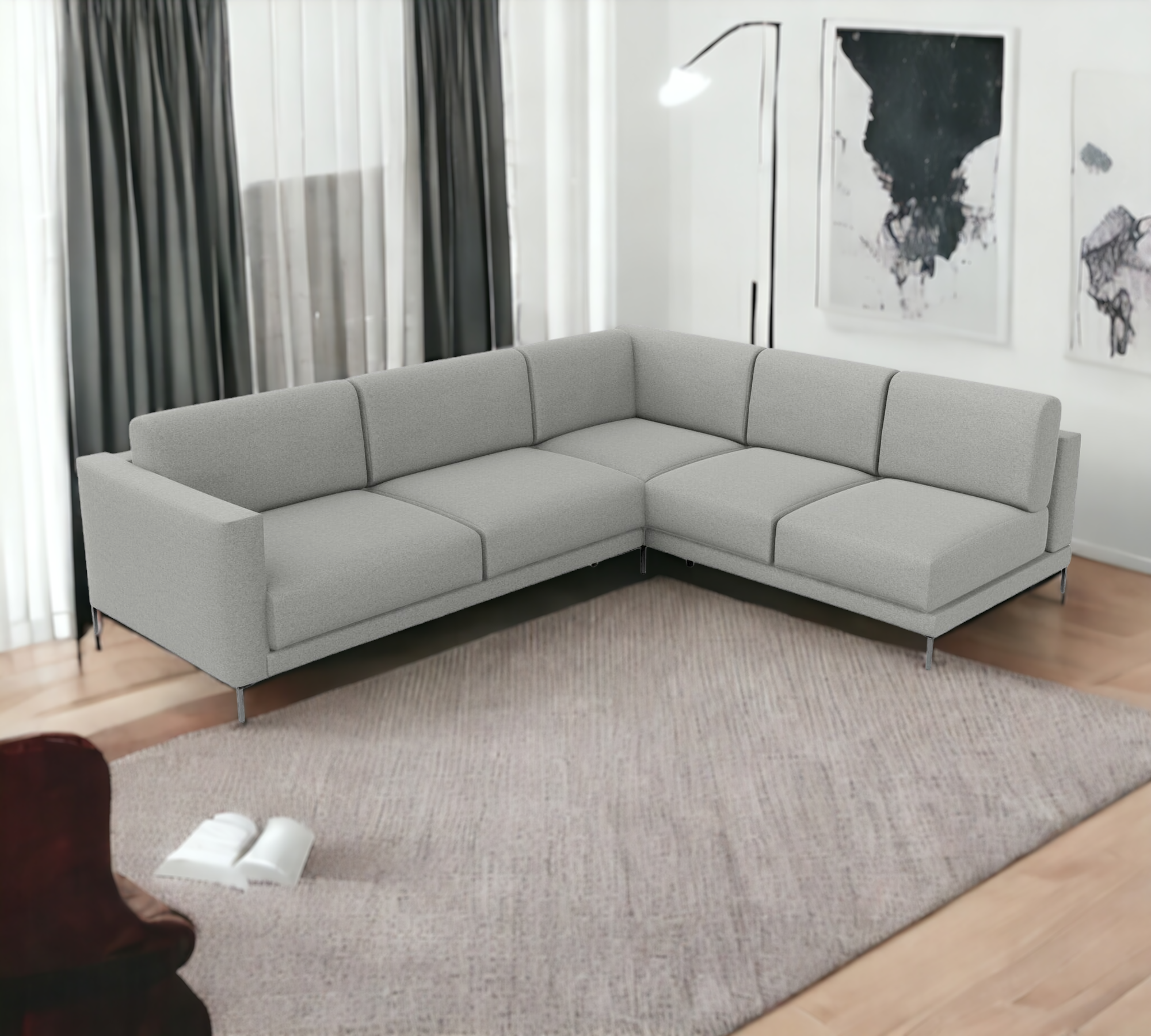 Tyme Ecksofa 4-Sitzer Feingewebe Schiefergrau 0