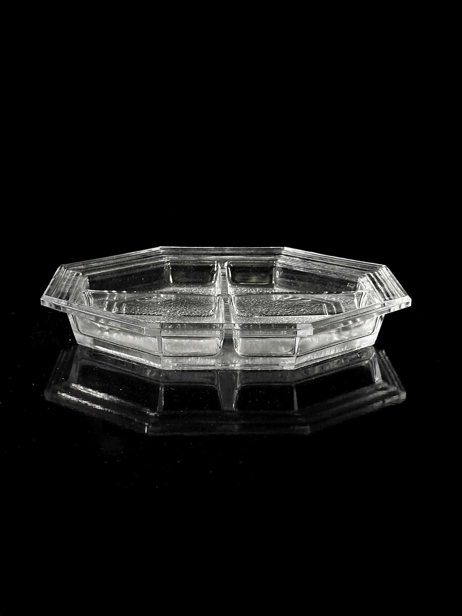 Vintage Art Deco Revival Plate Lead Crystal 1980s 1