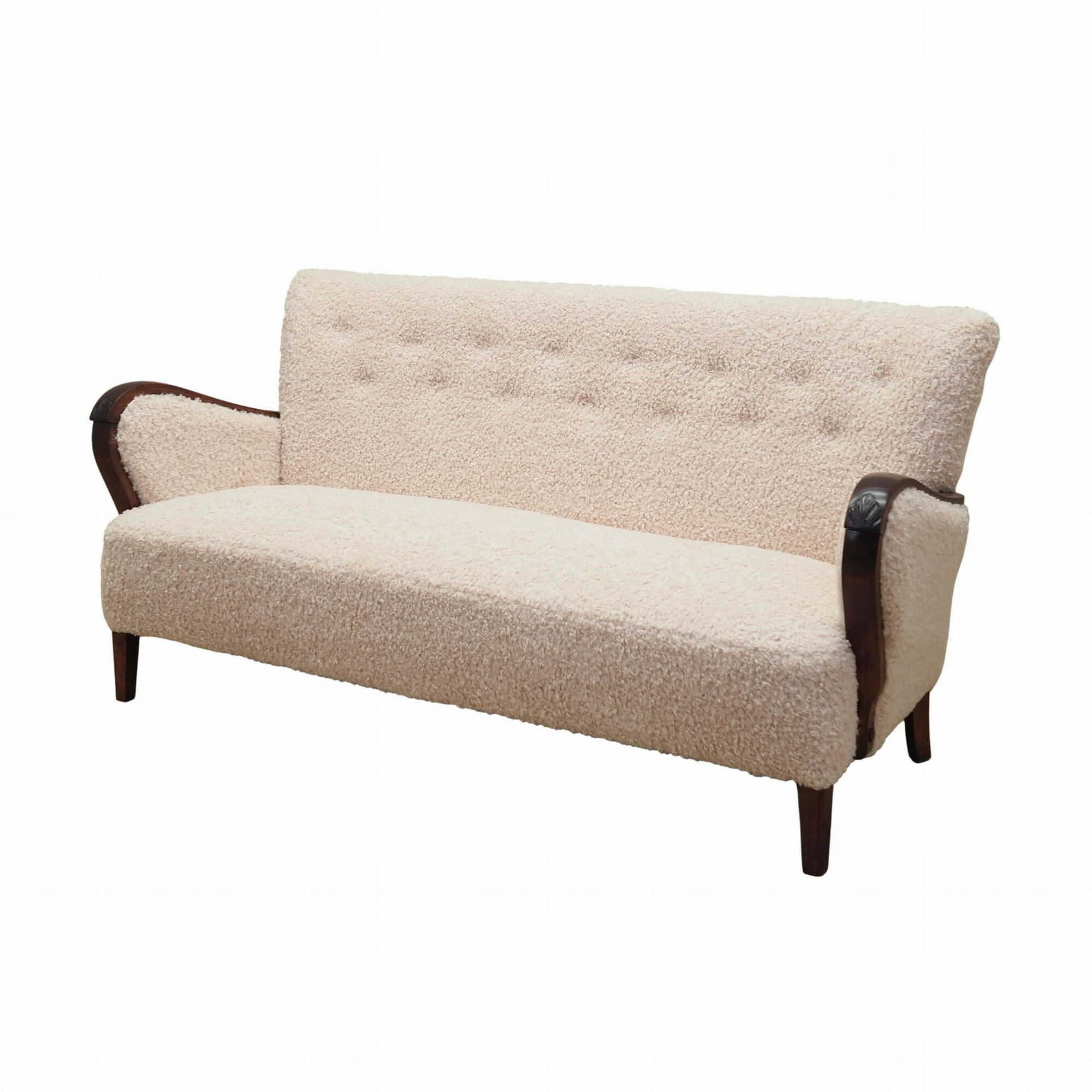 Vintage Sofa Beech wood Beige Fabric 1960s 0