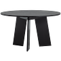 Fries Dining Table Oak Wood Black Ø 129cm 0