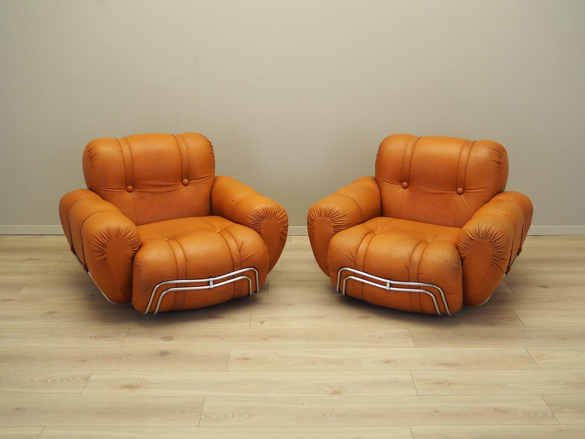2x Space Age Armchair Orange 1960s 3
