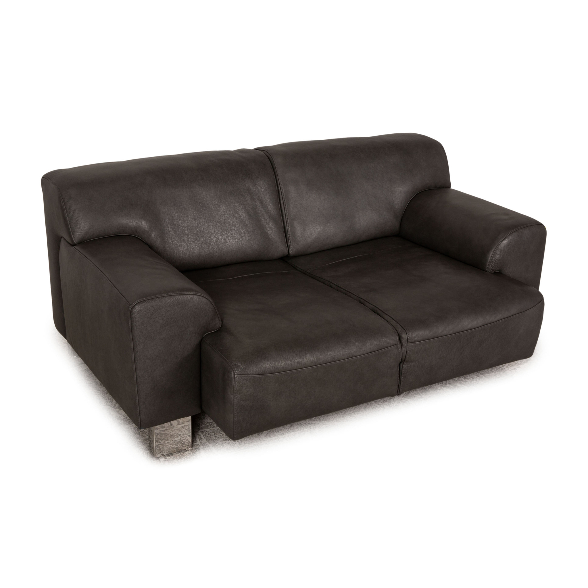 Alessiio Sofa 2-Sitzer Leder Dunkelgrau 2