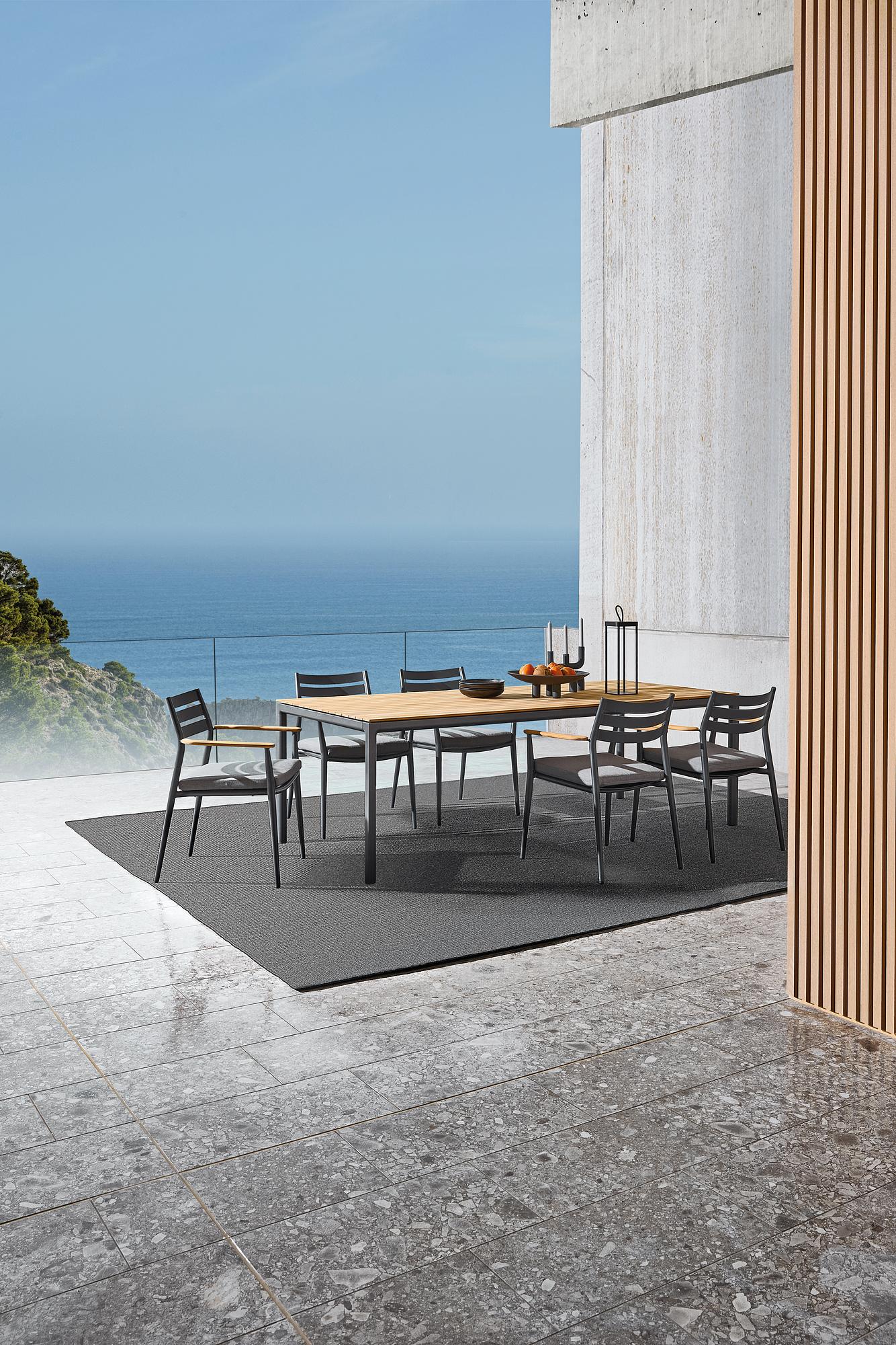 Soft Tisch Aluminium Teak-Platte Anthrazit 5