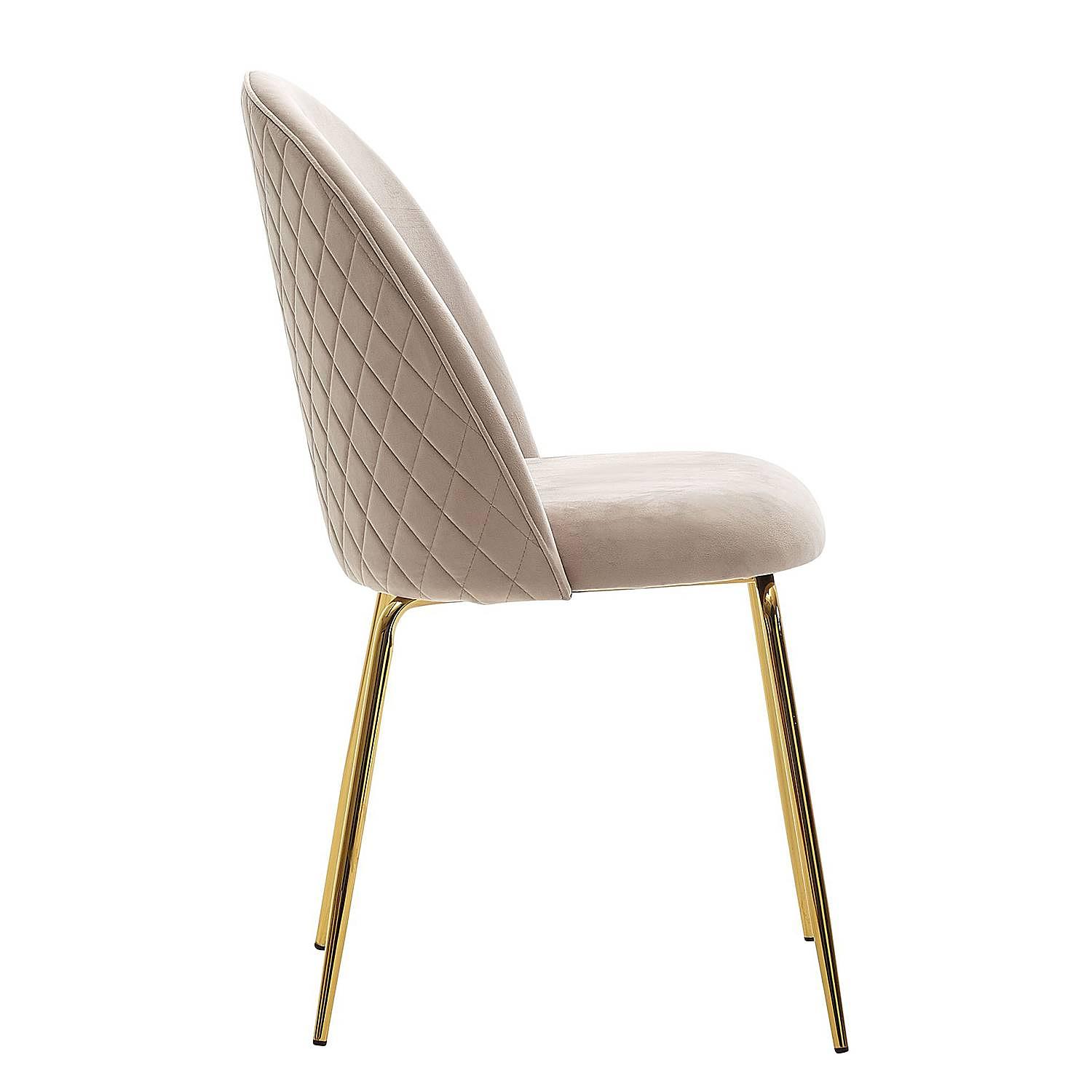 2x Esszimmerstuhl Paraco Samt Eisen Beige Gold 2