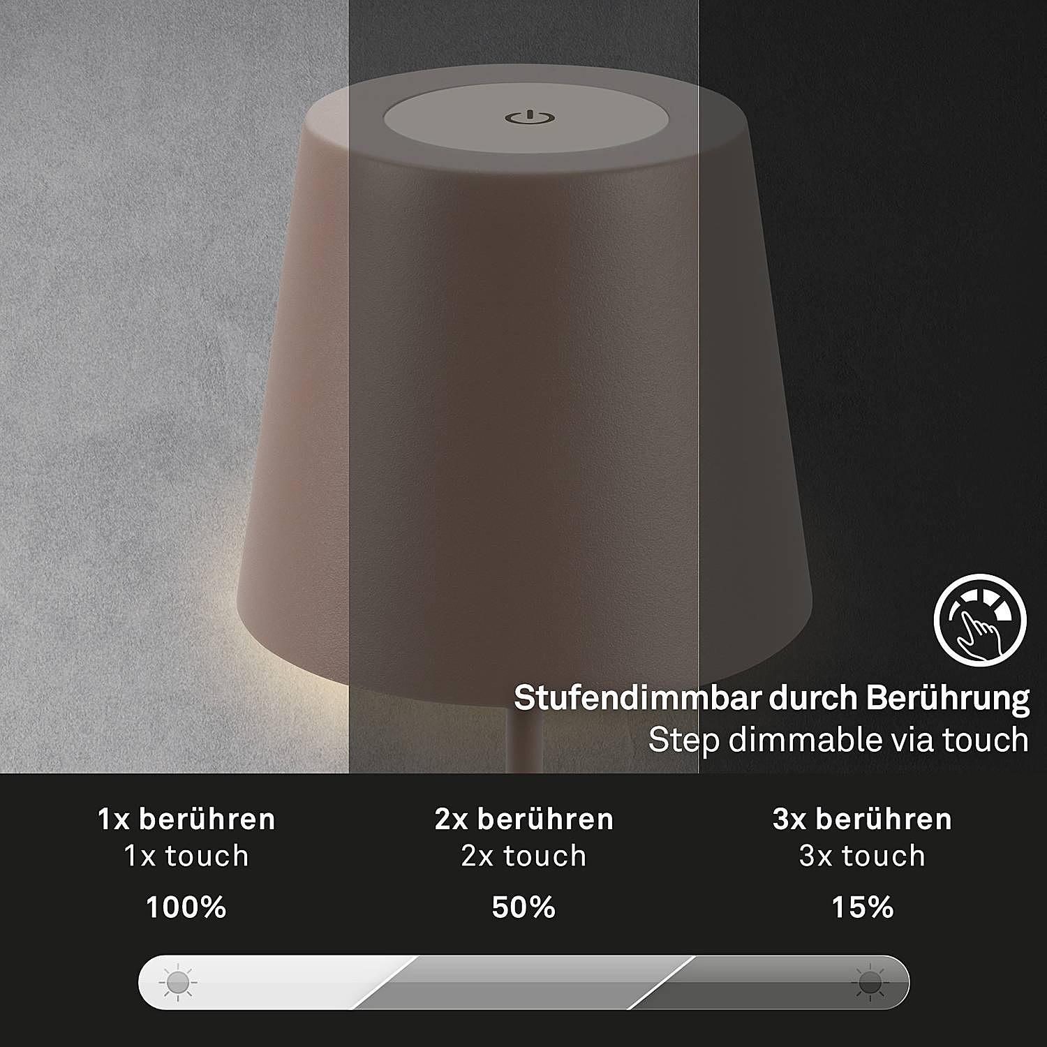 1-Flammig LED-Tischleuchte Tyli Aluminium Braun 2
