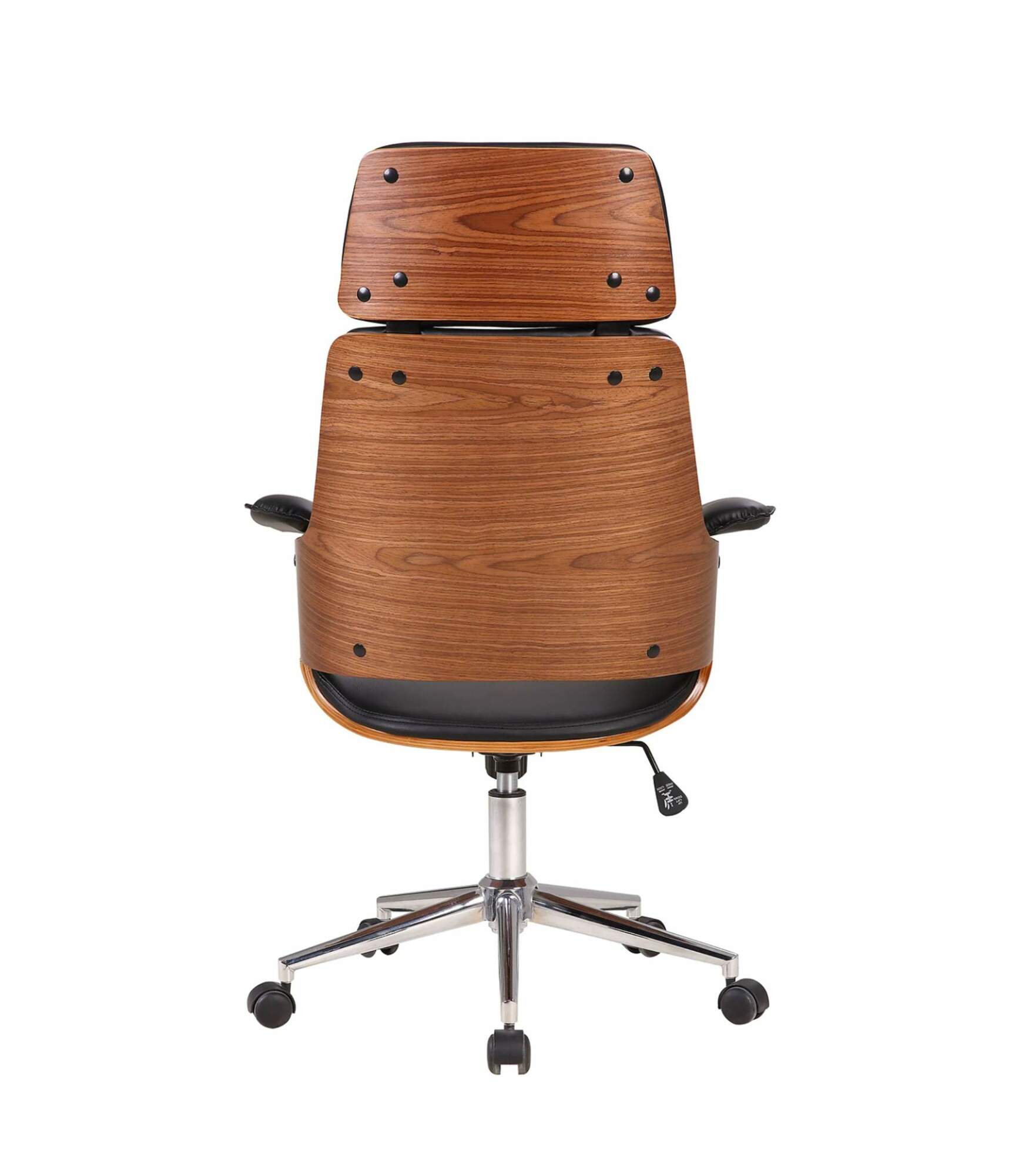 Bürostuhl Kunstleder Schwarz Walnuss 3