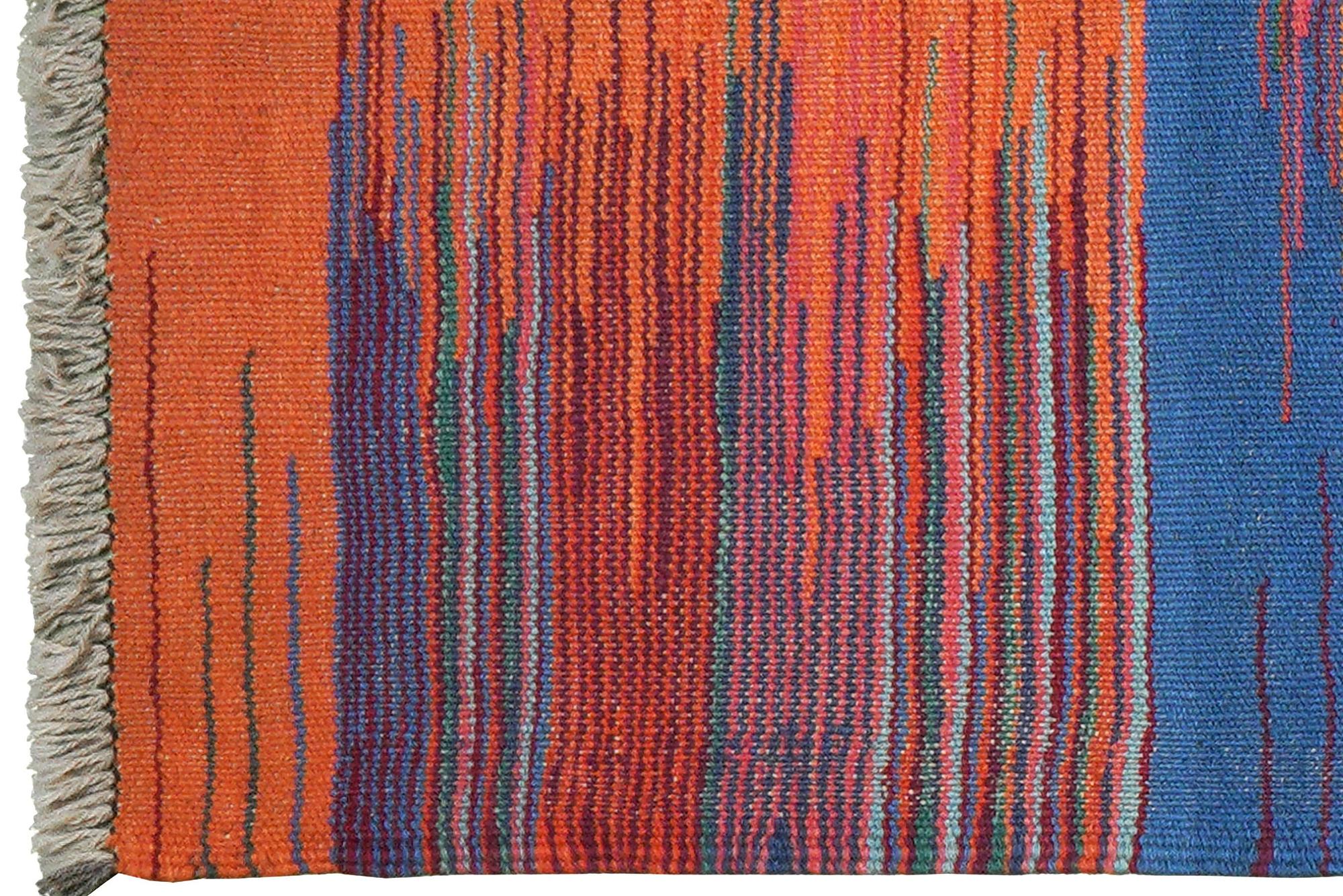 Kilim Gashgai Teppich Blau Orange 1