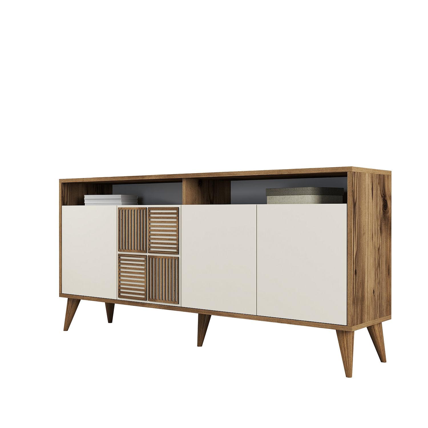Milan Sideboard Walnut Brown Cream 160cm 5