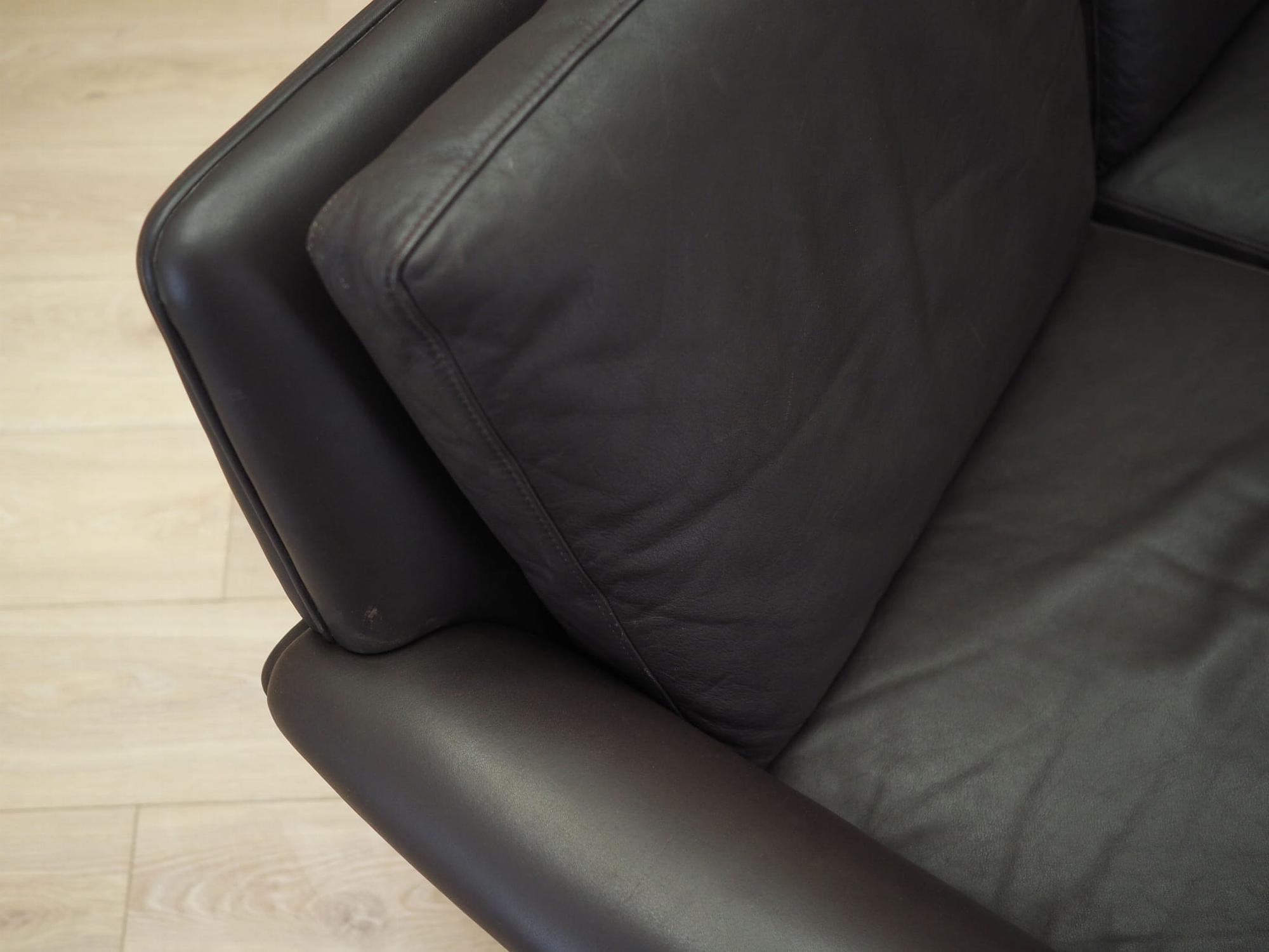 2-seater sofa leather brown 1960s 11