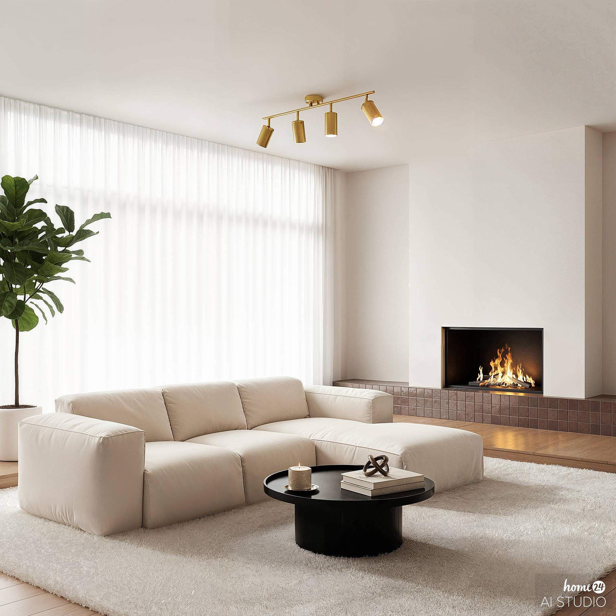 4-burner Ceiling light Iron Brass 2