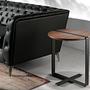 Round side table walnut steel 2