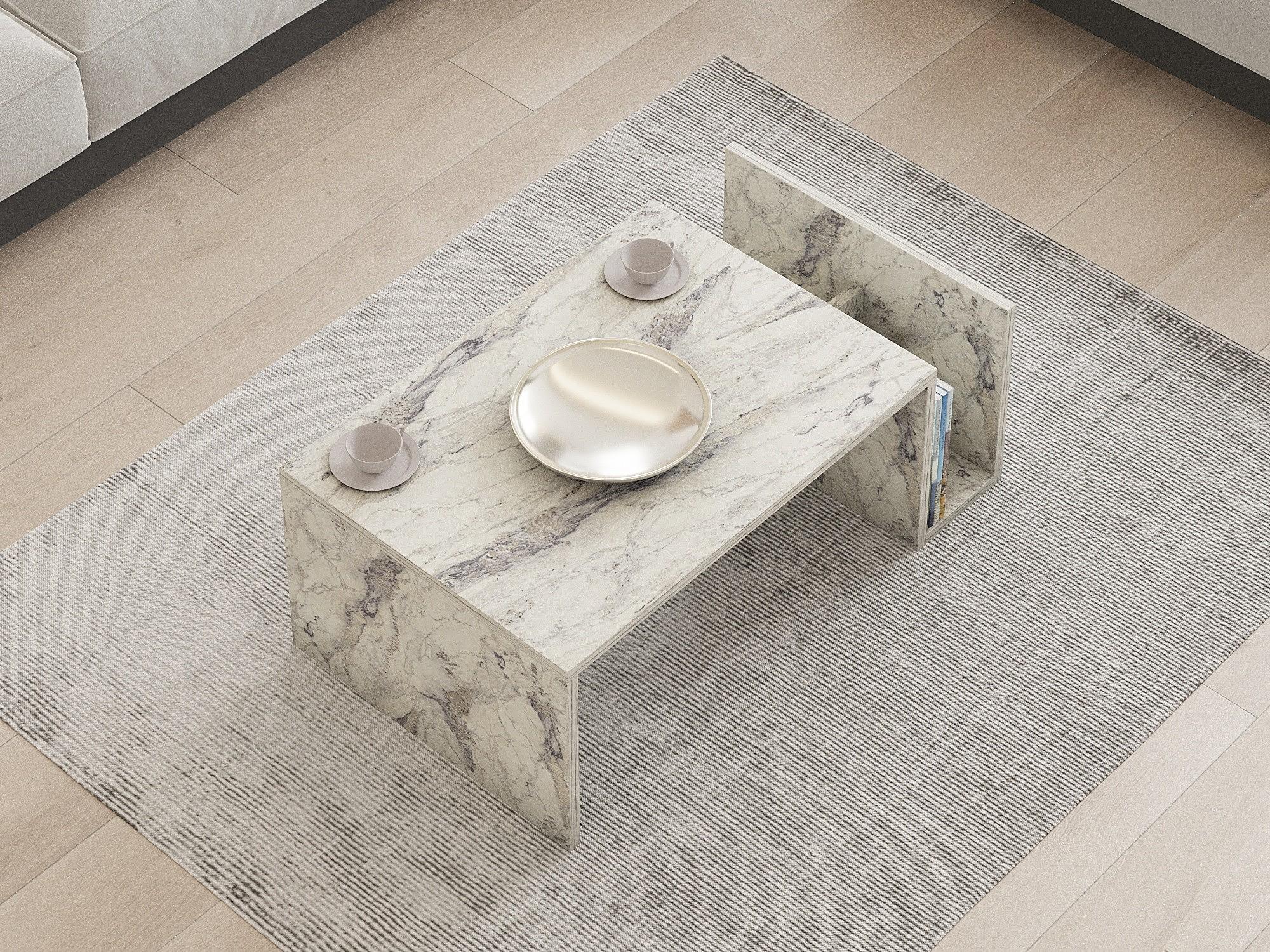 Memo Couchtisch Holz Freesia Marmor 3