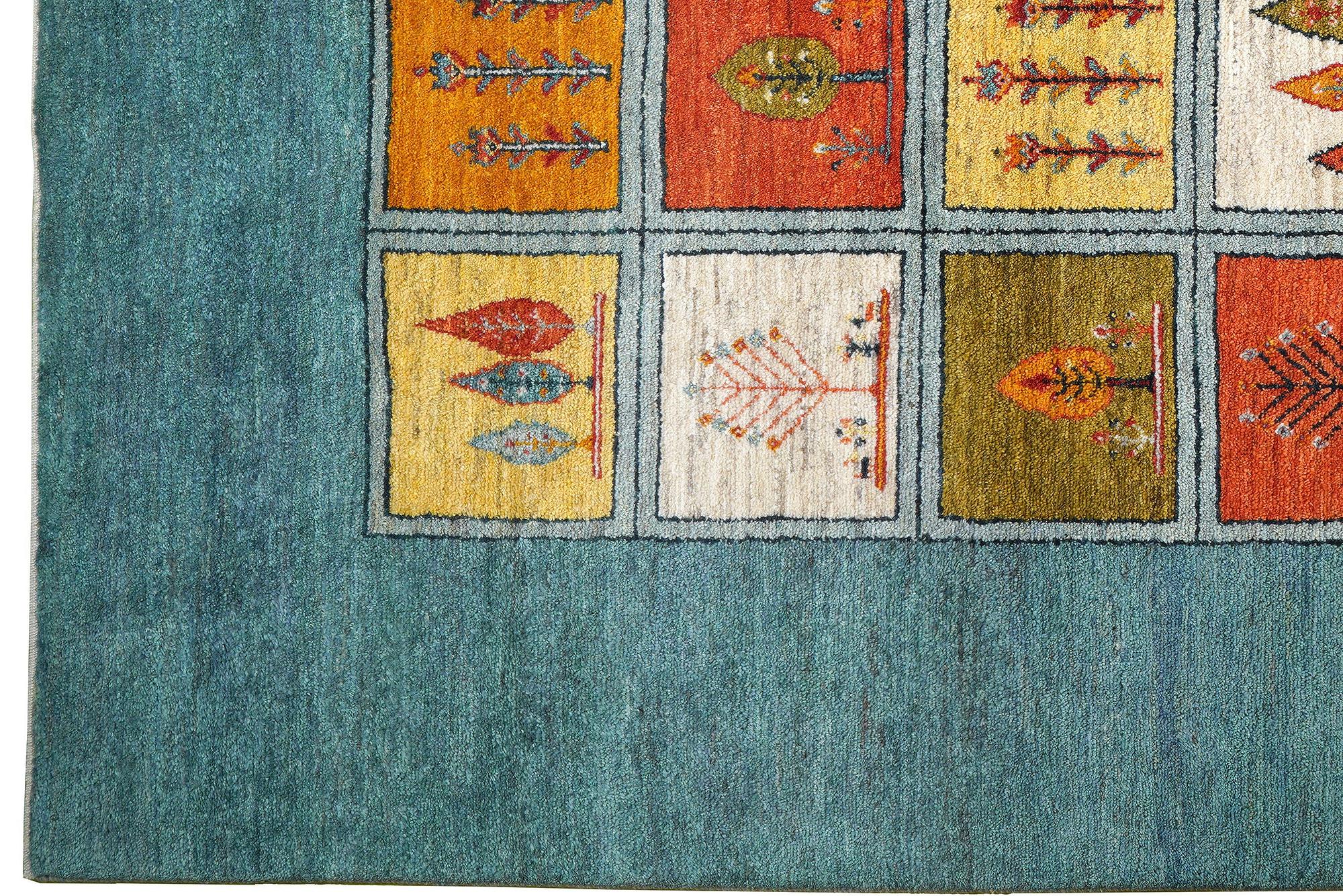 Rizbaf Gabbeh Teppich Wolle Blau 1