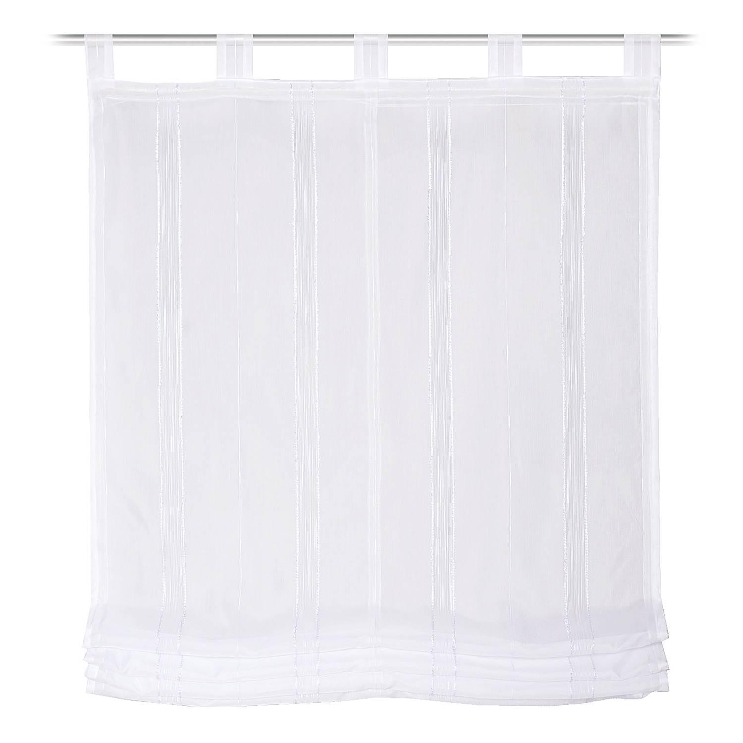 Schlaufenrollo Livro Webstoff Weiß 140 x 140 cm 0