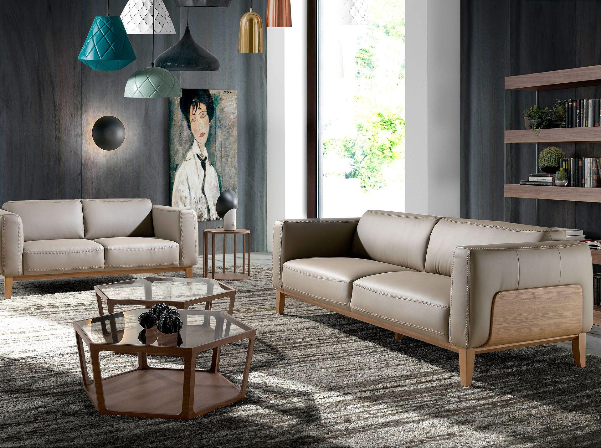 Sofa 2-Sitzer Leder Grau 2