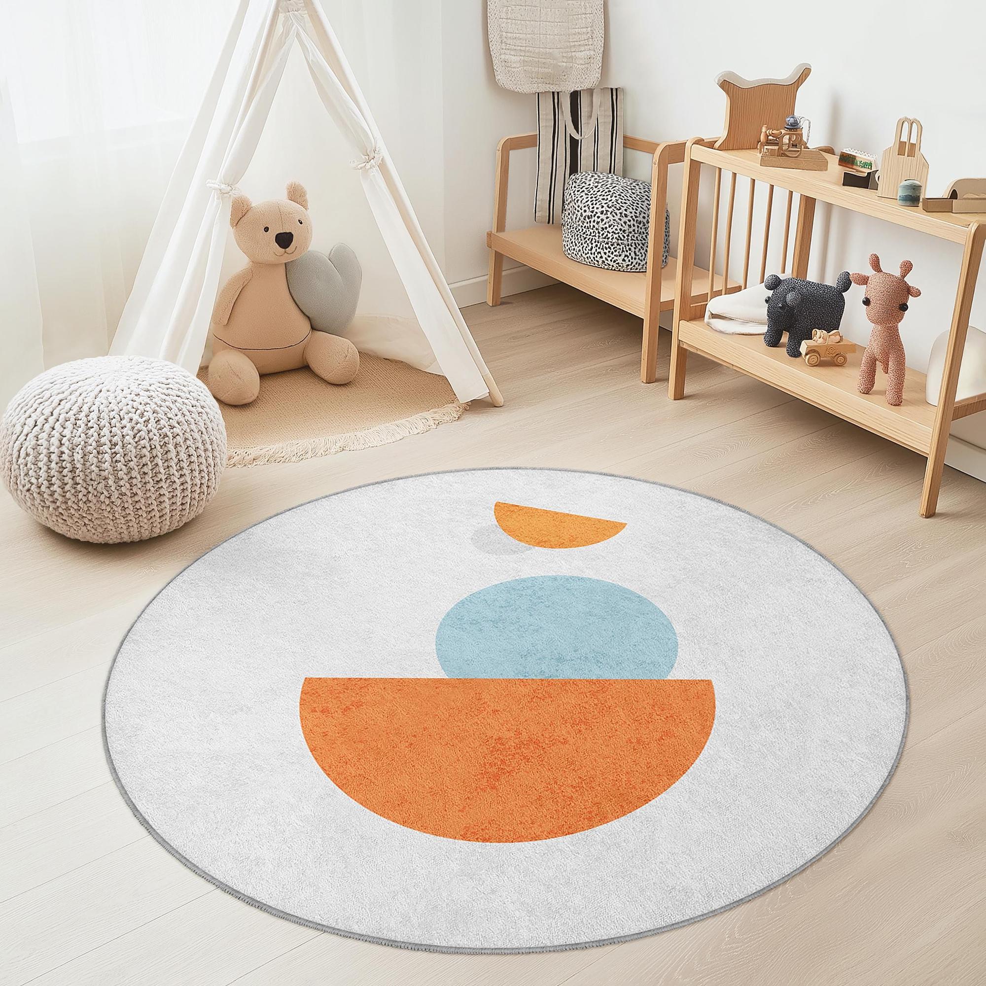 Geometric pattern children's rug Multicolored Ø180cm 3